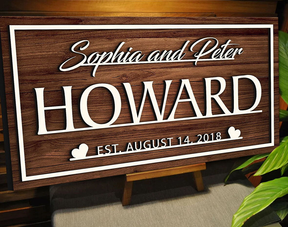 BK Gift Kişiye Özel İsimli Tarihli Kabartma Tasarım Ahşap Bar Tabelası, Home Bar Tabela, Rustik Ev Dekorasyonu, Duvar Dekoru-1
