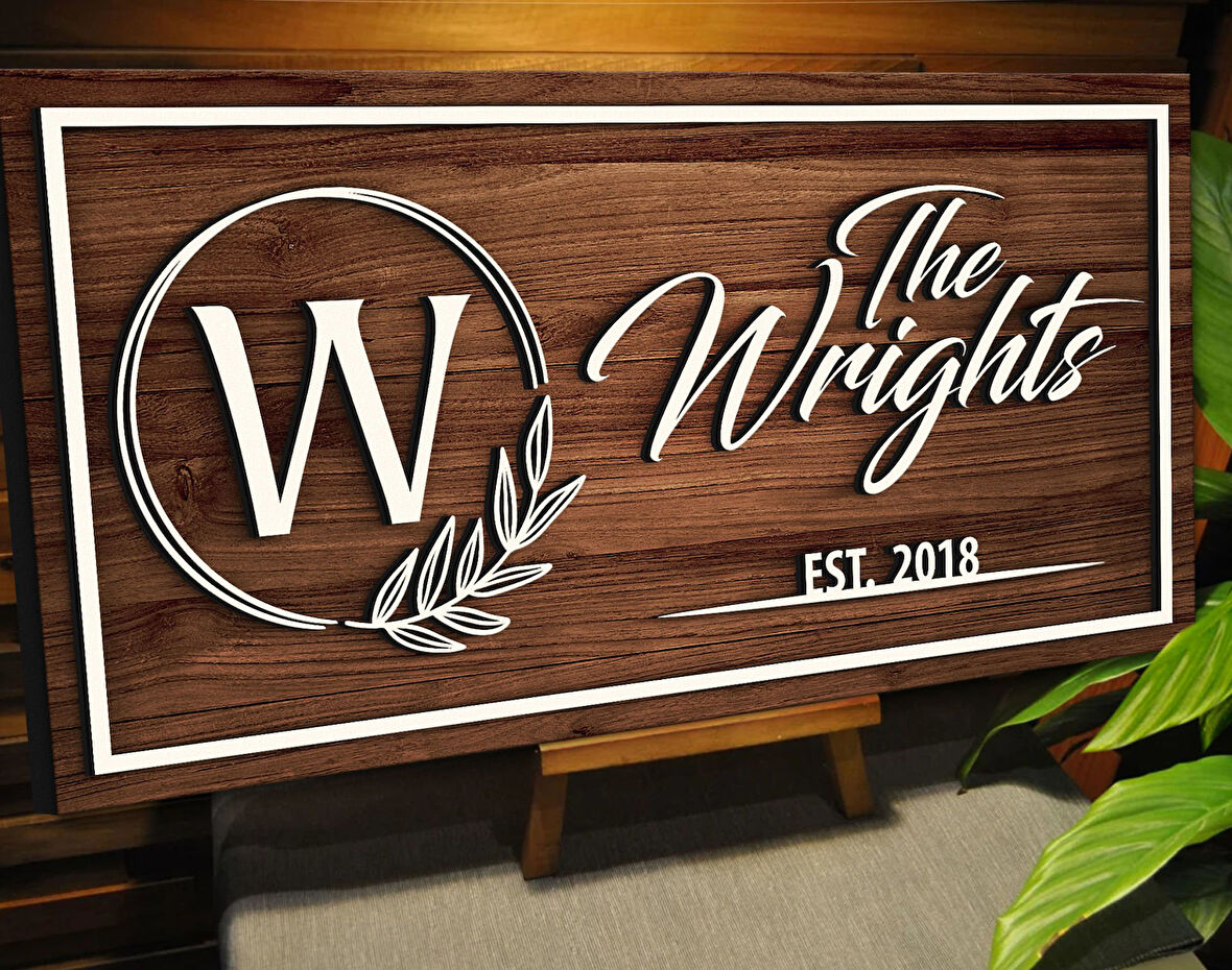 BK Gift Kişiye Özel İsimli Tarihli Kabartma Tasarım Ahşap Bar Tabelası, Home Bar Tabela, Rustik Ev Dekorasyonu, Duvar Dekoru-4