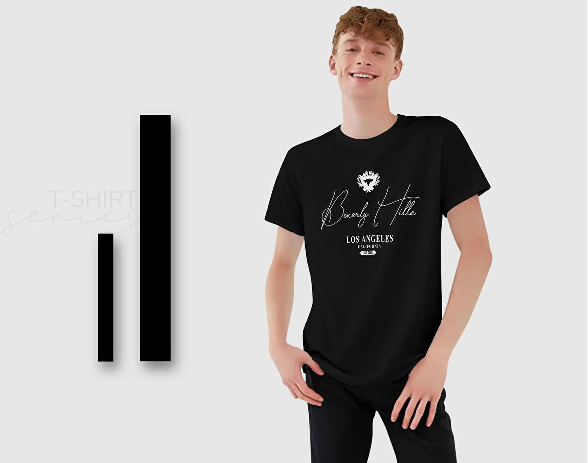 BK Gift Beverly Hills Tasarımlı Erkek Siyah T-shirt, Arkadaşa Hediye, Doğum Günü Hediyesi, Trend Tişört, Sevgili Hediyesi-1