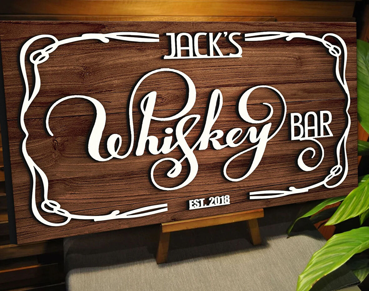 BK Gift Kişiye Özel Kabartma Tasarım Ahşap Bar Tabelası, Home Bar Tabela, Rustik Ev Dekorasyonu, Duvar Dekoru-21