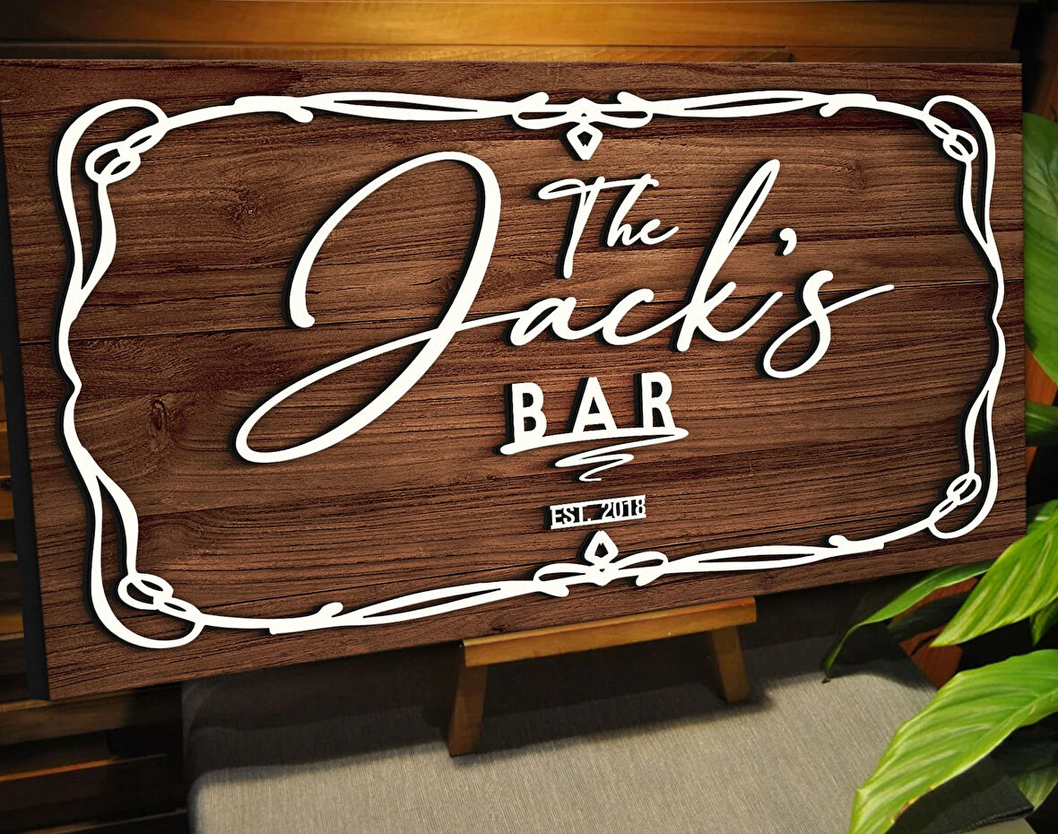 BK Gift Kişiye Özel Kabartma Tasarım Ahşap Bar Tabelası, Home Bar Tabela, Rustik Ev Dekorasyonu, Duvar Dekoru-16