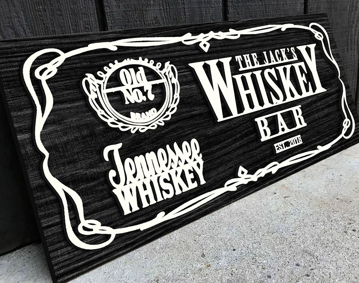 BK Gift Kişiye Özel Kabartma Tasarım Siyah(Ebony) Ahşap Bar Tabelası, Home Bar Tabela, Rustik Ev Dekorasyonu, Duvar Dekoru-8