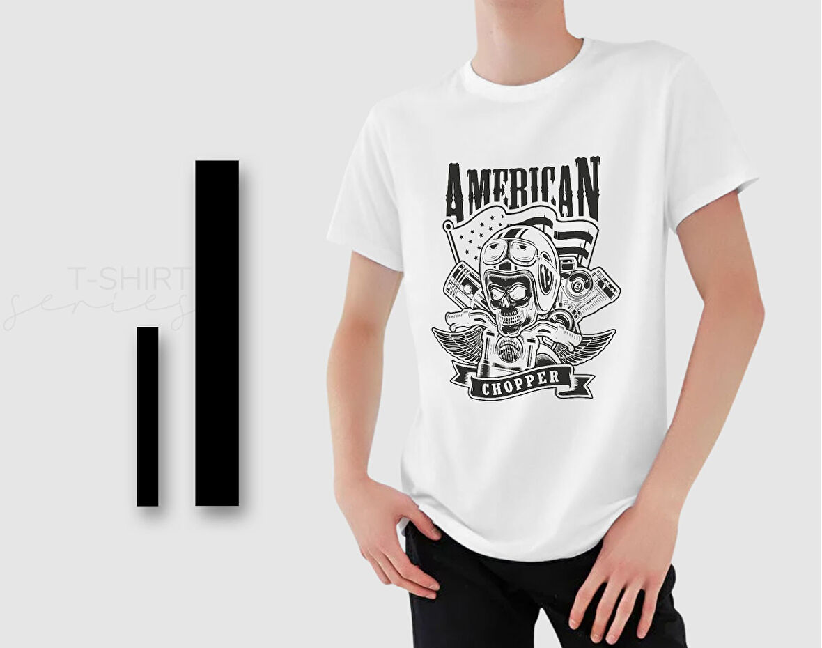 BK Gift Motorsiklet Tasarımlı Erkek Beyaz T-shirt -6, Arkadaşa Hediye, Doğum Günü Hediyesi, Sevgili Hediyesi