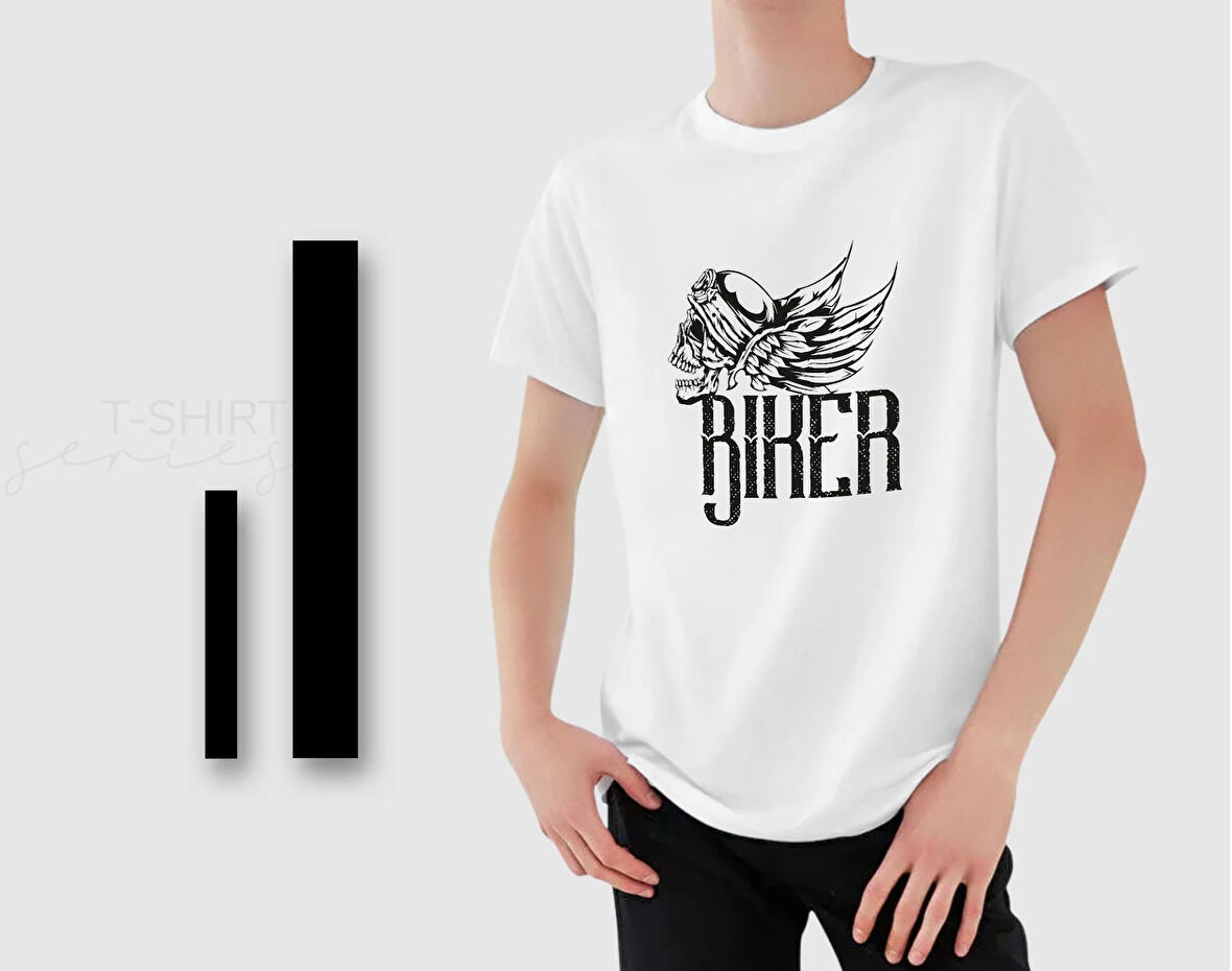 BK Gift Motorsiklet Tasarımlı Erkek Beyaz T-shirt -11, Arkadaşa Hediye, Doğum Günü Hediyesi, Sevgili Hediyesi