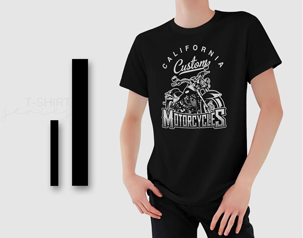 BK Gift Motorsiklet Tasarımlı Erkek Siyah T-shirt -1, Arkadaşa Hediye, Doğum Günü Hediyesi, Sevgili Hediyesi
