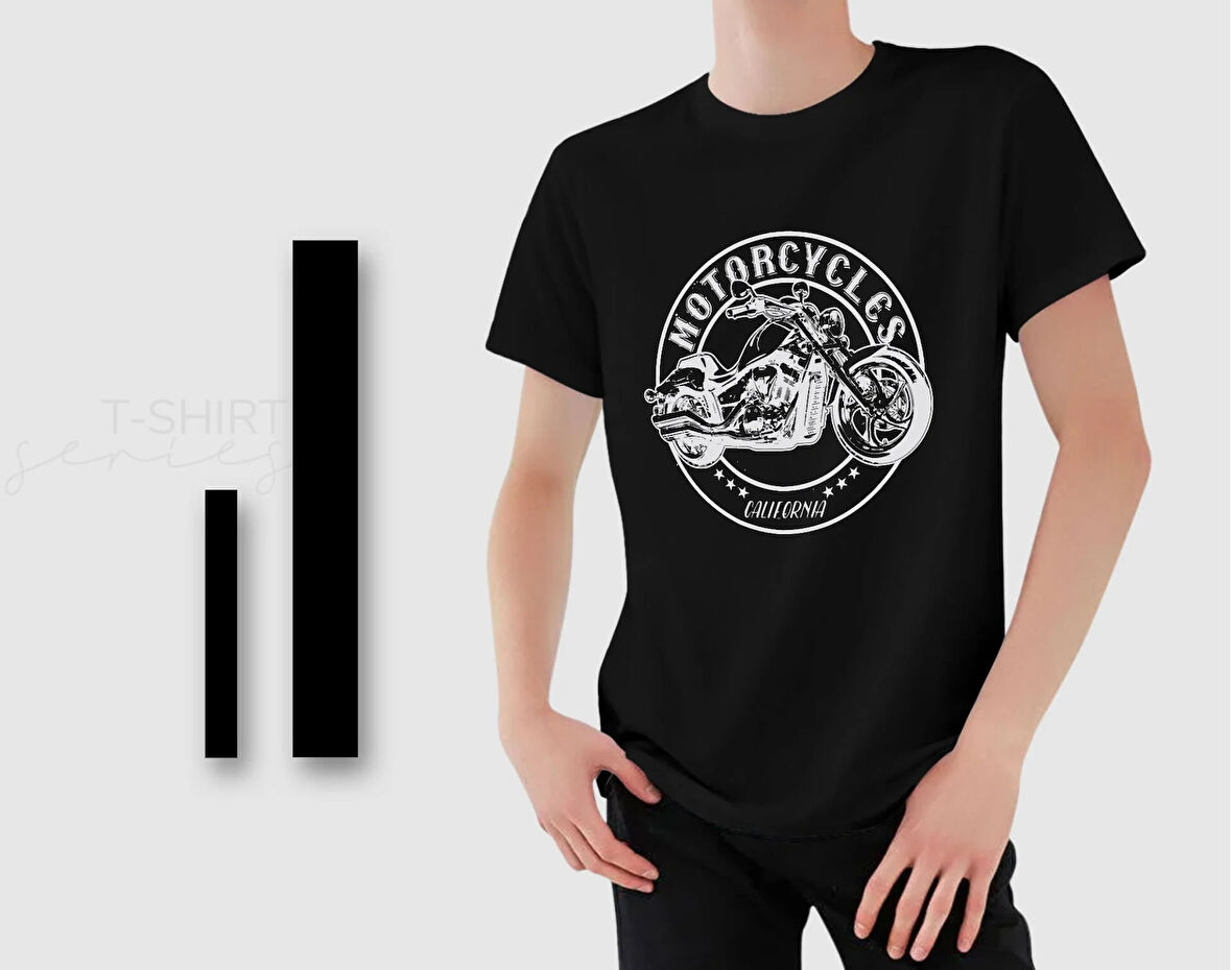 BK Gift Motorsiklet Tasarımlı Erkek Siyah T-shirt -3, Arkadaşa Hediye, Doğum Günü Hediyesi, Sevgili Hediyesi