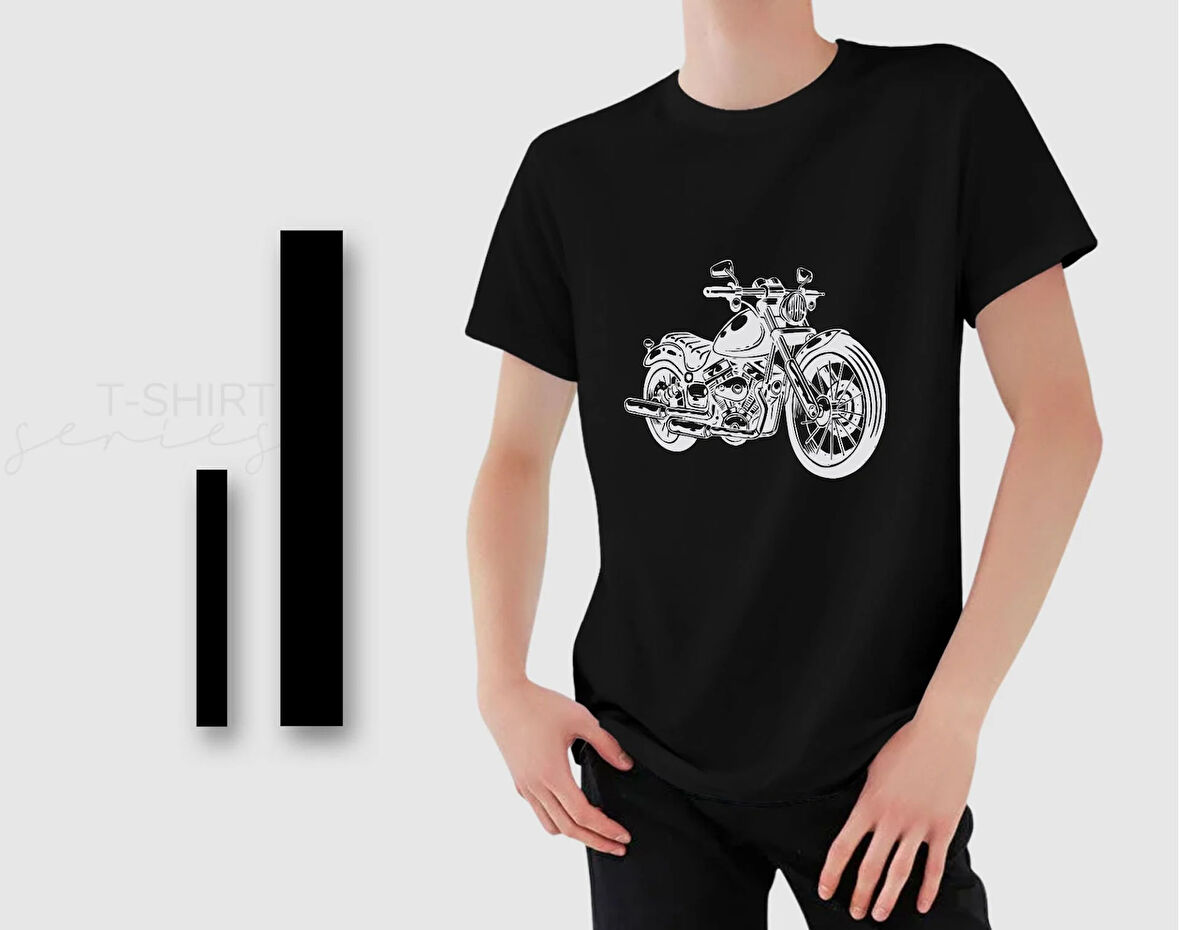 BK Gift Motorsiklet Tasarımlı Erkek Siyah T-shirt -12, Arkadaşa Hediye, Doğum Günü Hediyesi, Sevgili Hediyesi