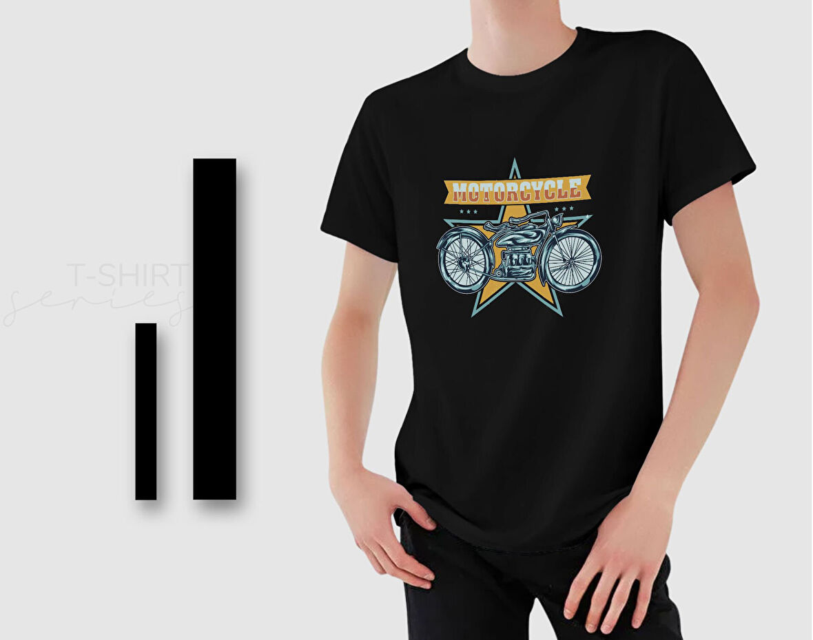 BK Gift Motorsiklet Tasarımlı Erkek Siyah T-shirt -15, Arkadaşa Hediye, Doğum Günü Hediyesi, Sevgili Hediyesi