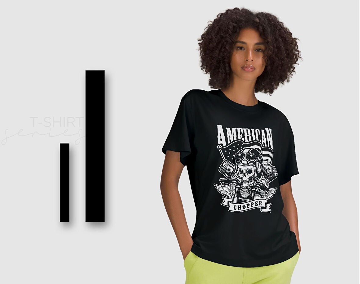 BK Gift Motorsiklet Tasarımlı Kadın Siyah T-shirt -6, Arkadaşa Hediye, Doğum Günü Hediyesi, Sevgili Hediyesi