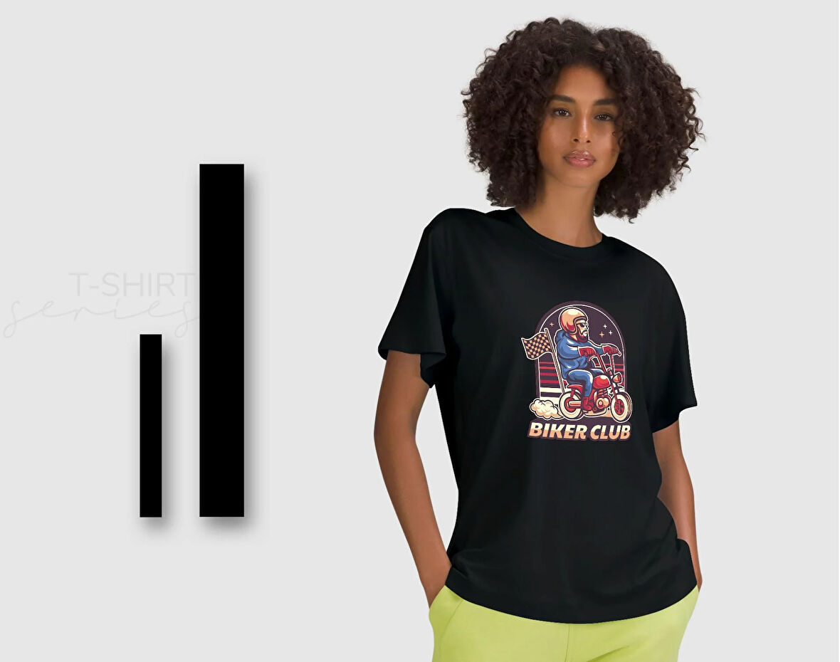BK Gift Motorsiklet Tasarımlı Kadın Siyah T-shirt -17, Arkadaşa Hediye, Doğum Günü Hediyesi, Sevgili Hediyesi