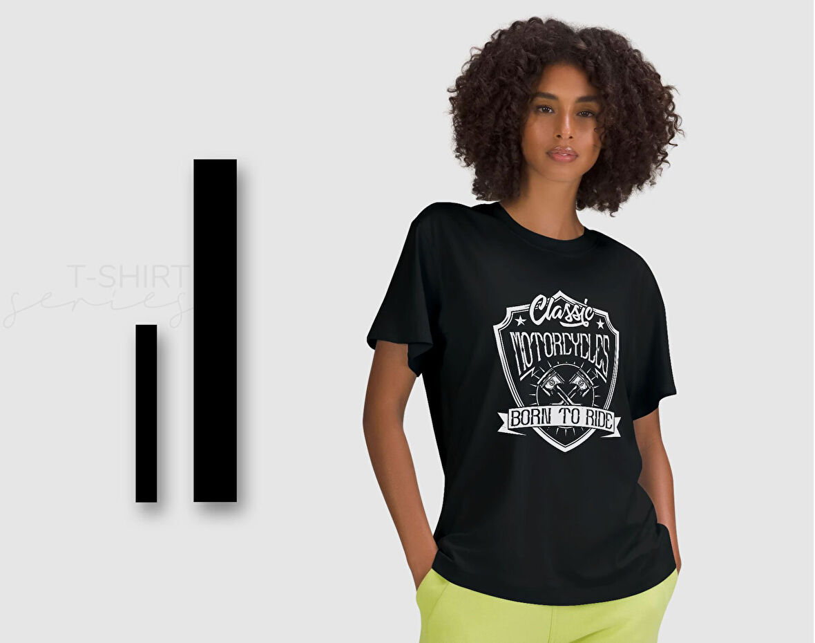 BK Gift Motorsiklet Tasarımlı Kadın Siyah T-shirt -18, Arkadaşa Hediye, Doğum Günü Hediyesi, Sevgili Hediyesi