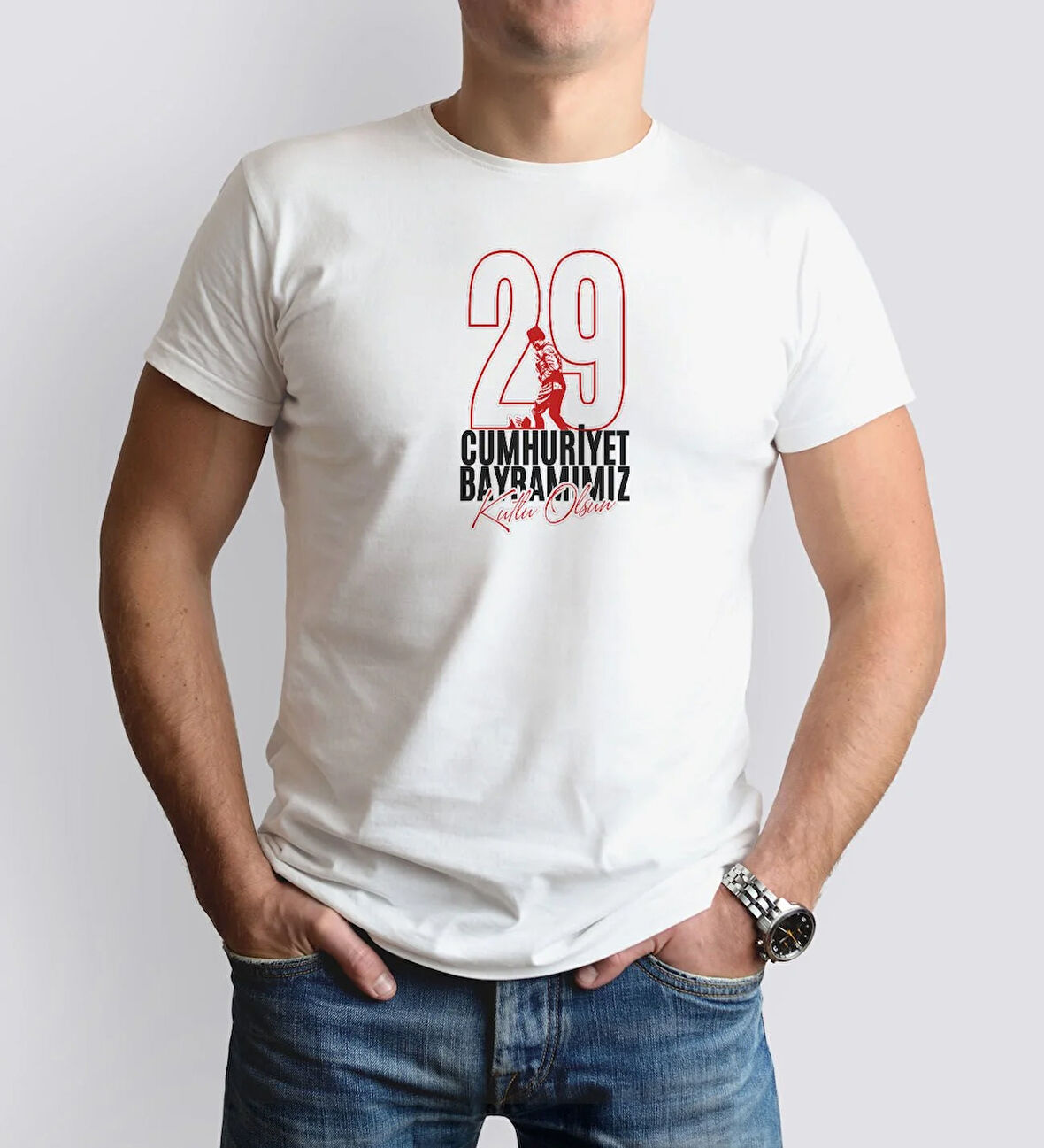 BK Gift 29 Ekim Tasarımlı Erkek Beyaz T-shirt-5, Arkadaşa Hediye, 29 Ekim Hediyesi Hediyesi, Trend Tişört, 100.Yıl Hediyesi