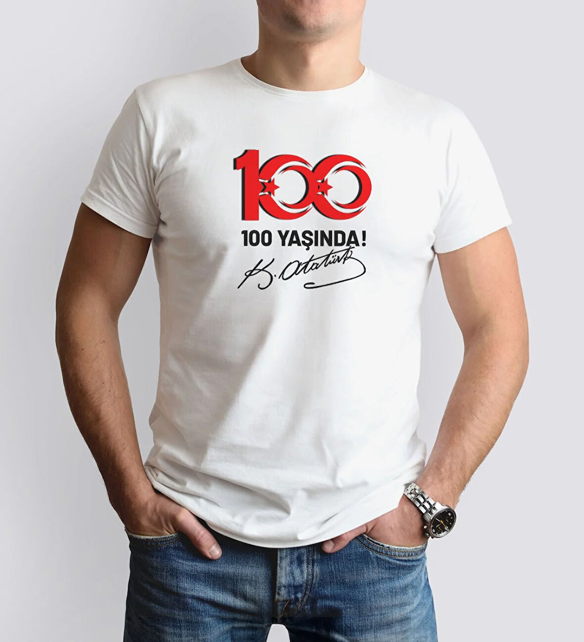 BK Gift 29 Ekim Tasarımlı Erkek Beyaz T-shirt-6, Arkadaşa Hediye, 29 Ekim Hediyesi Hediyesi, Trend Tişört, 100.Yıl Hediyesi