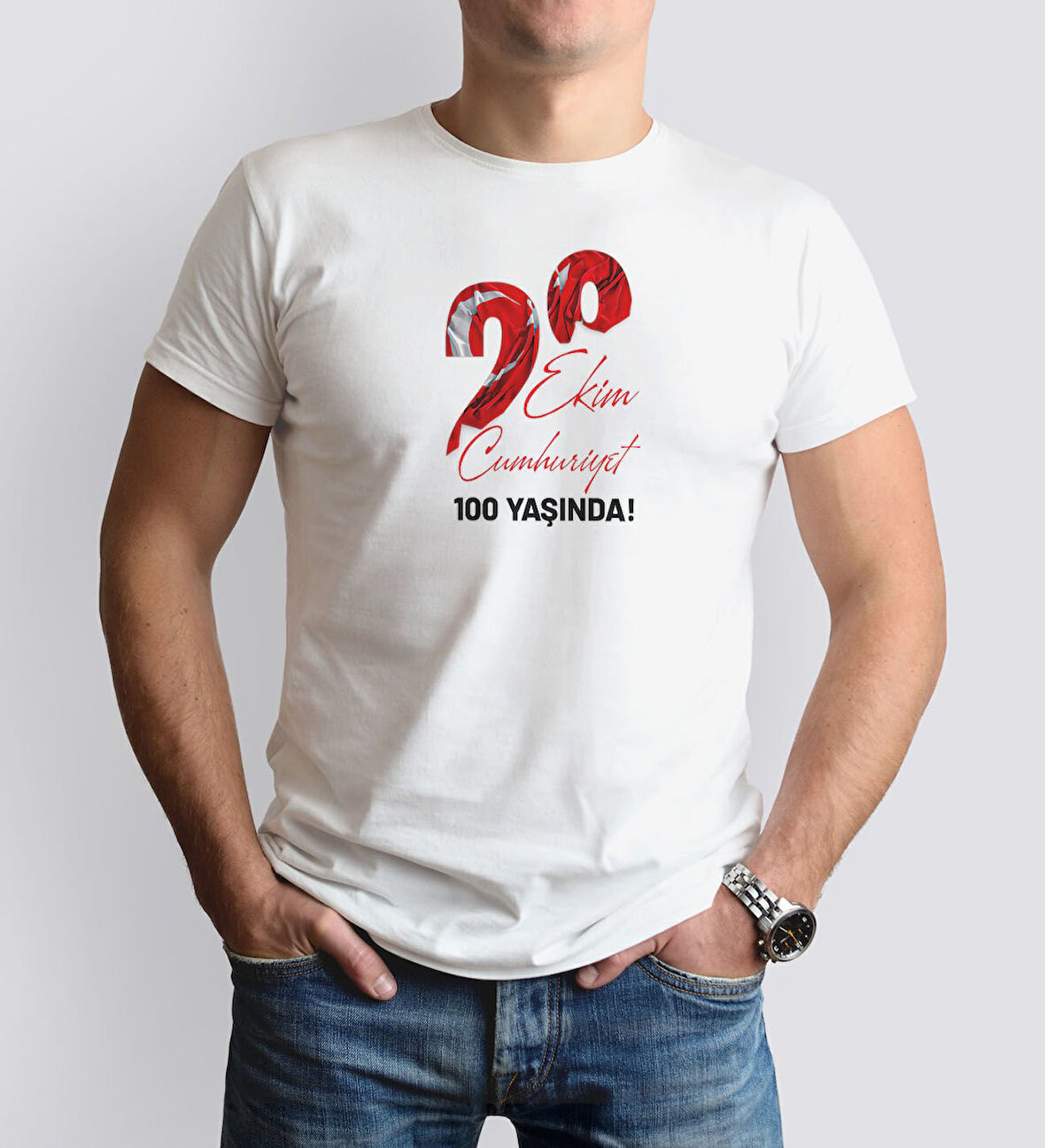 BK Gift 29 Ekim Tasarımlı Erkek Beyaz T-shirt-8, Arkadaşa Hediye, 29 Ekim Hediyesi Hediyesi, Trend Tişört, 100.Yıl Hediyesi