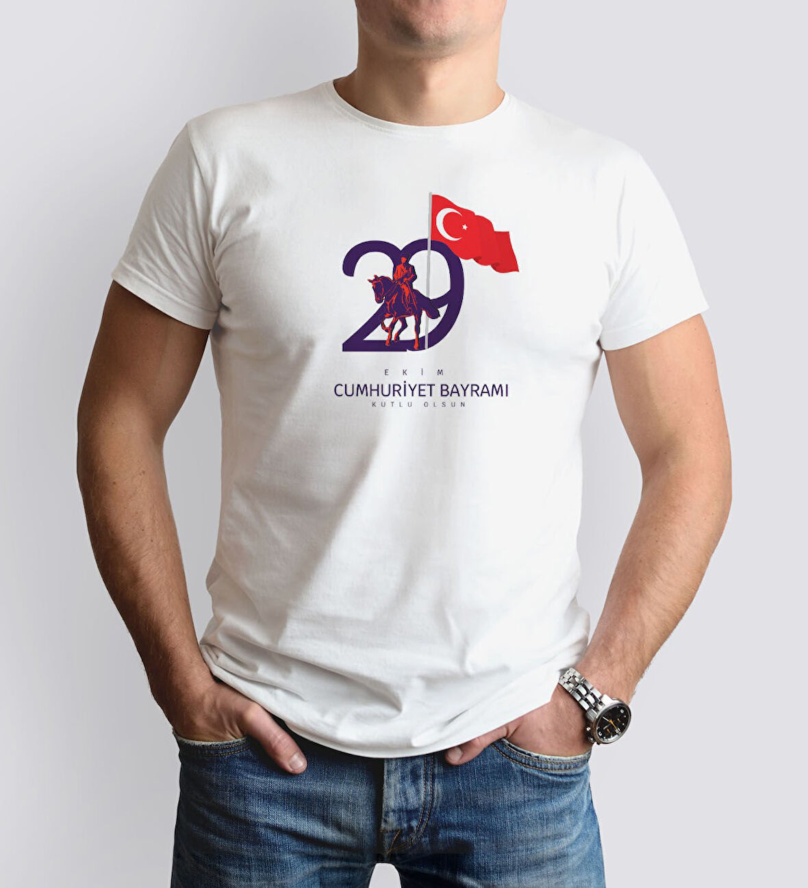 BK Gift 29 Ekim Tasarımlı Erkek Beyaz T-shirt-9, Arkadaşa Hediye, 29 Ekim Hediyesi Hediyesi, Trend Tişört, 100.Yıl Hediyesi
