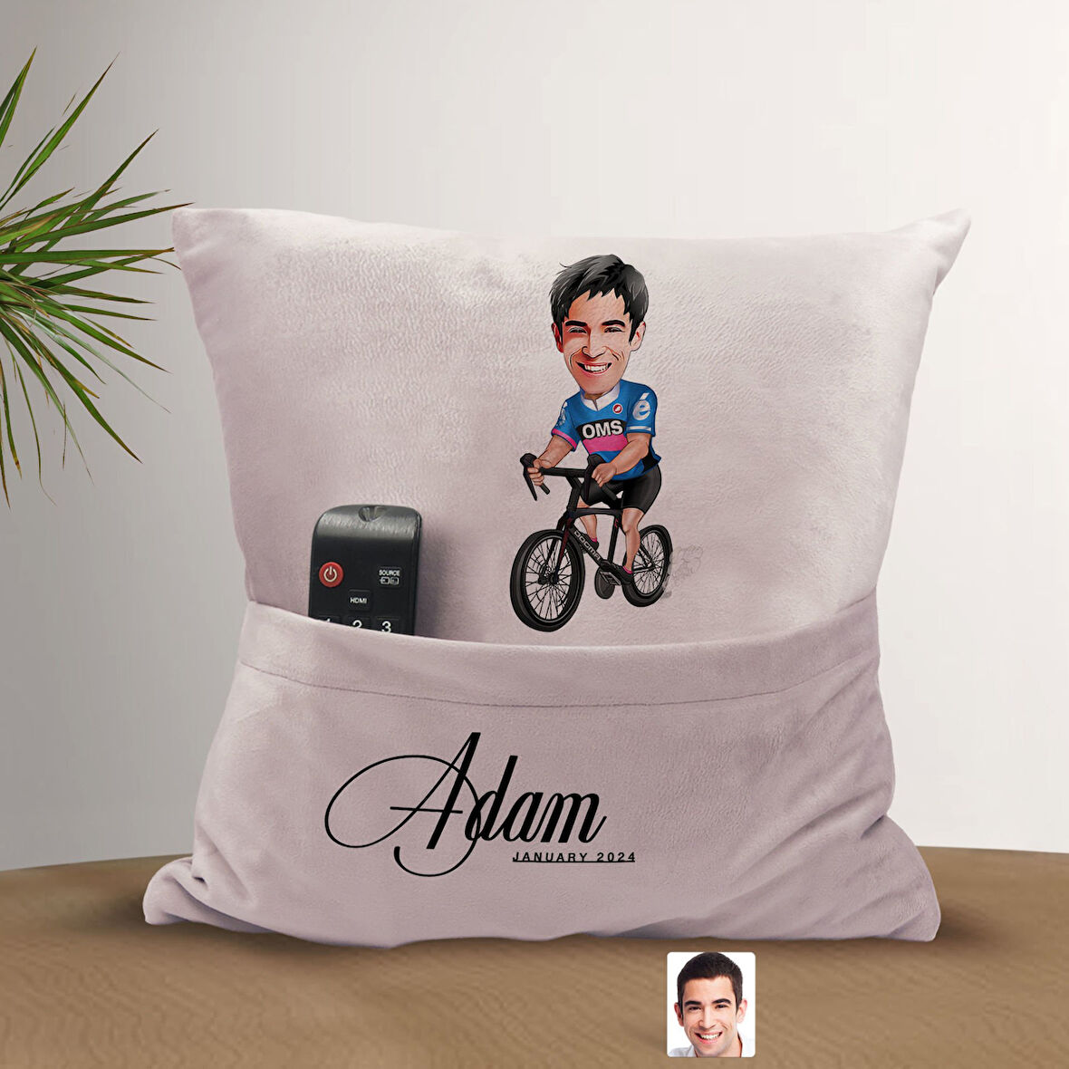 BK Gift Kişiye Özel Bisiklet Sürücüsü Karikatür Tasarımlı Organizer Kumanda ve Atıştırmalık Cepli Pe