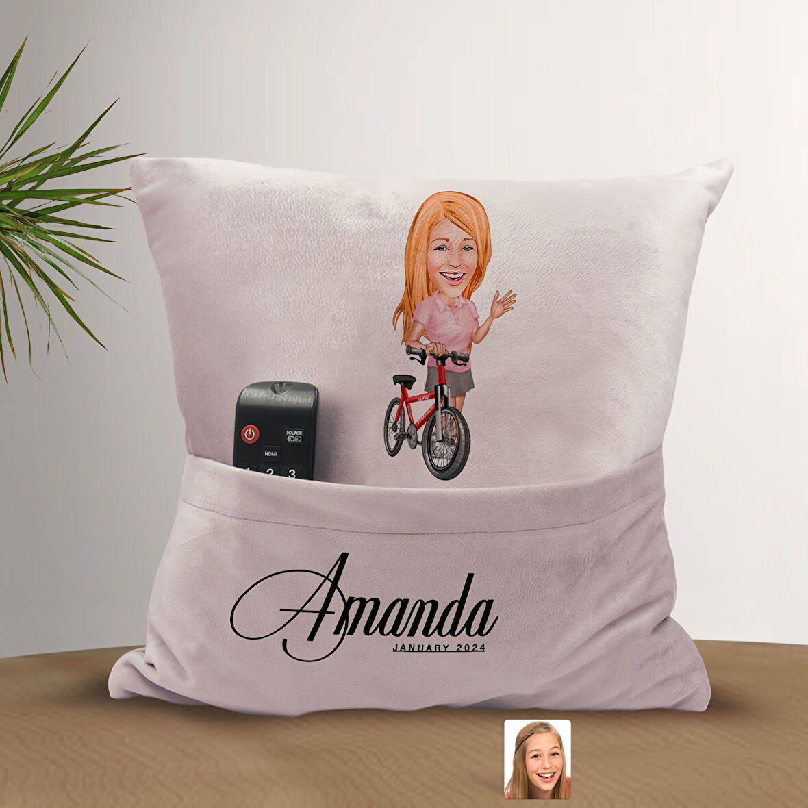 BK Gift Kişiye Özel Bisiklet Sürücüsü Karikatür Tasarımlı Organizer Kumanda ve Atıştırmalık Cepli Pe