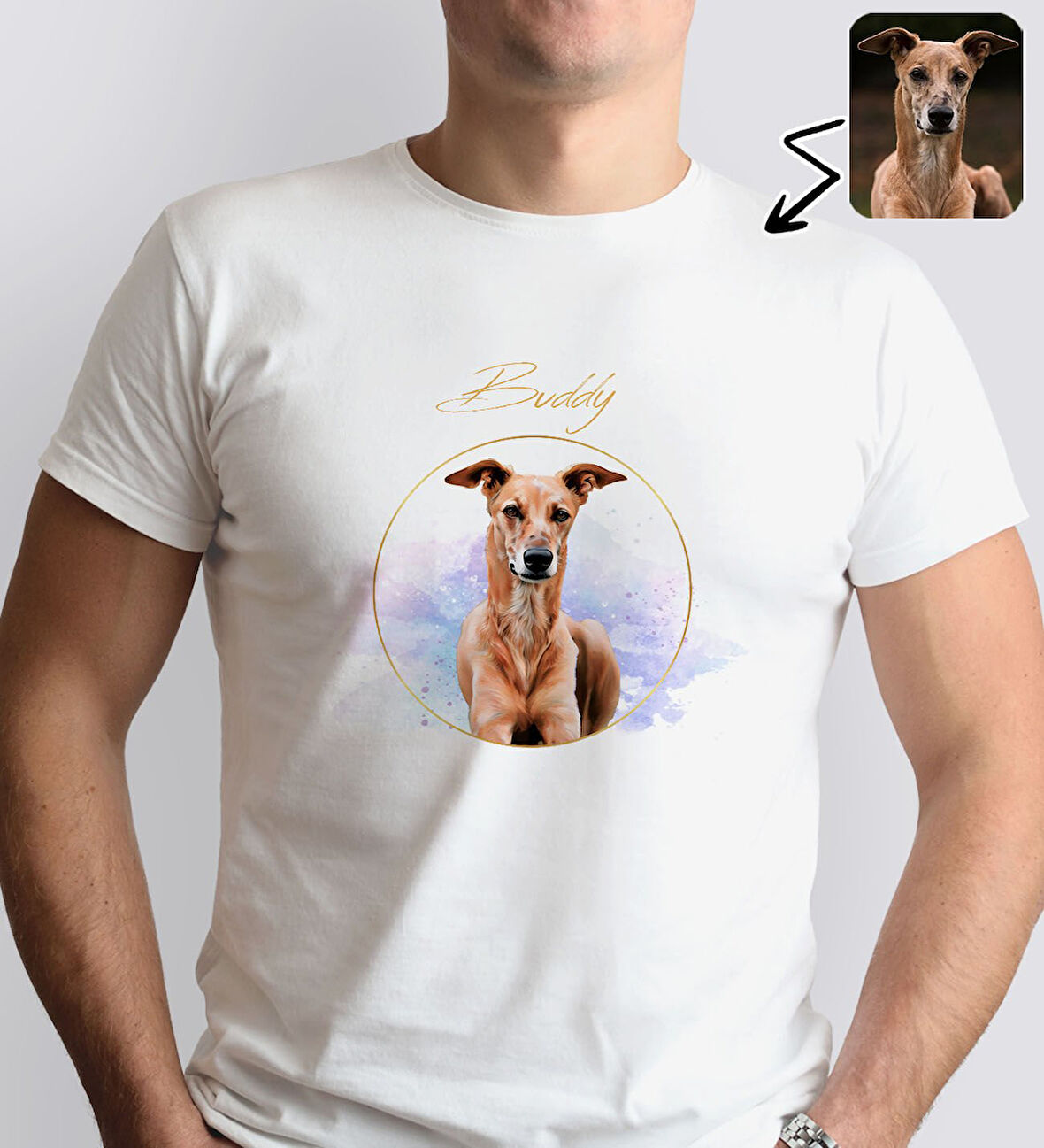 BK Gift Kişiye Özel Evcil Hayvan Tasarımlı Erkek Beyaz Tişört-3, Sevgiliye Hediye, Arkadaşa Hediye, Trend T-Shirt