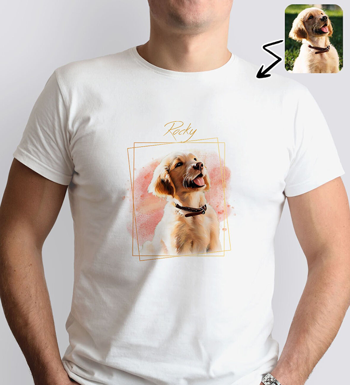 BK Gift Kişiye Özel Evcil Hayvan Tasarımlı Erkek Beyaz Tişört-5, Sevgiliye Hediye, Arkadaşa Hediye, Trend T-Shirt