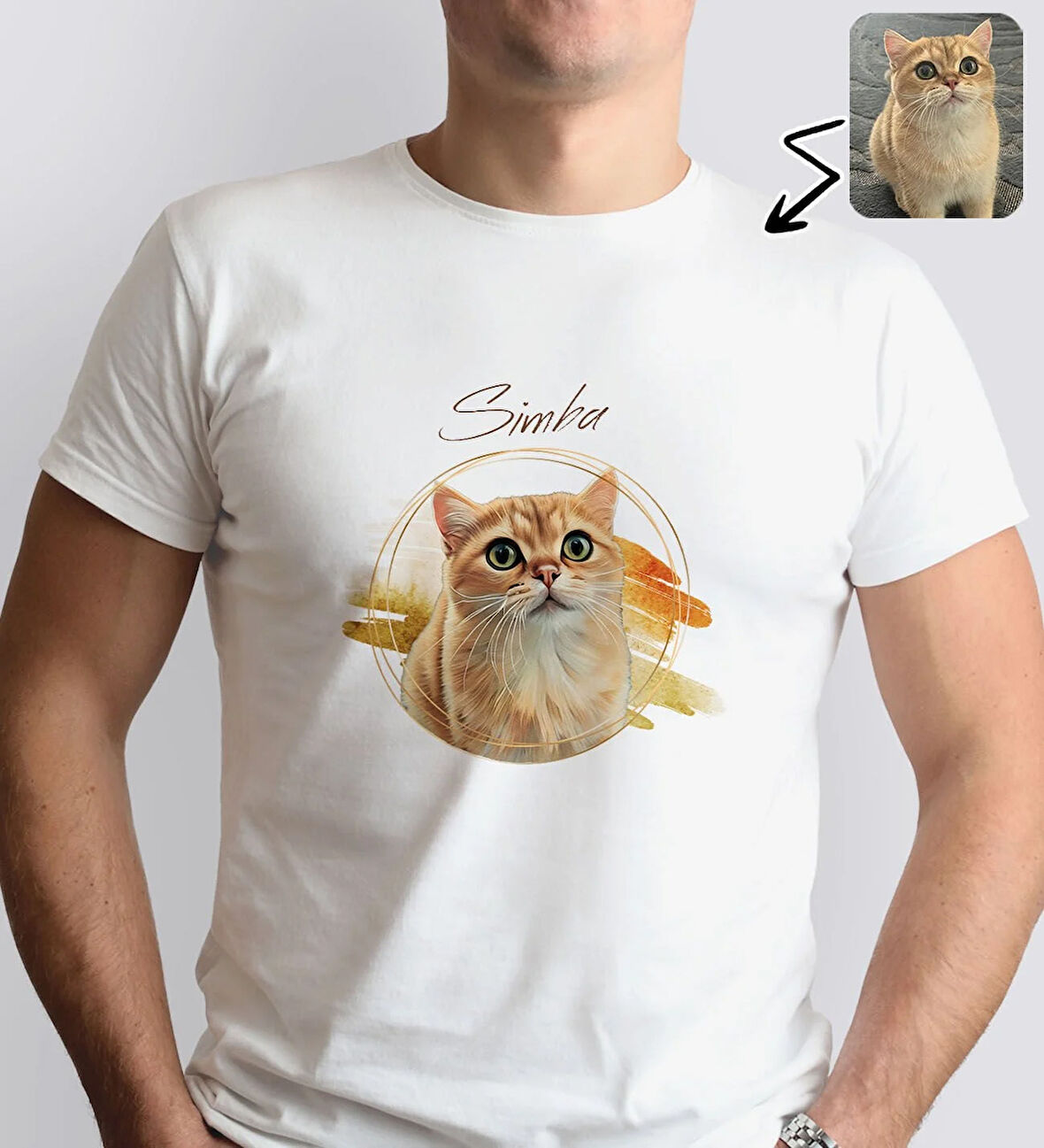 BK Gift Kişiye Özel Evcil Hayvan Tasarımlı Erkek Beyaz Tişört-6, Sevgiliye Hediye, Arkadaşa Hediye, Trend T-Shirt