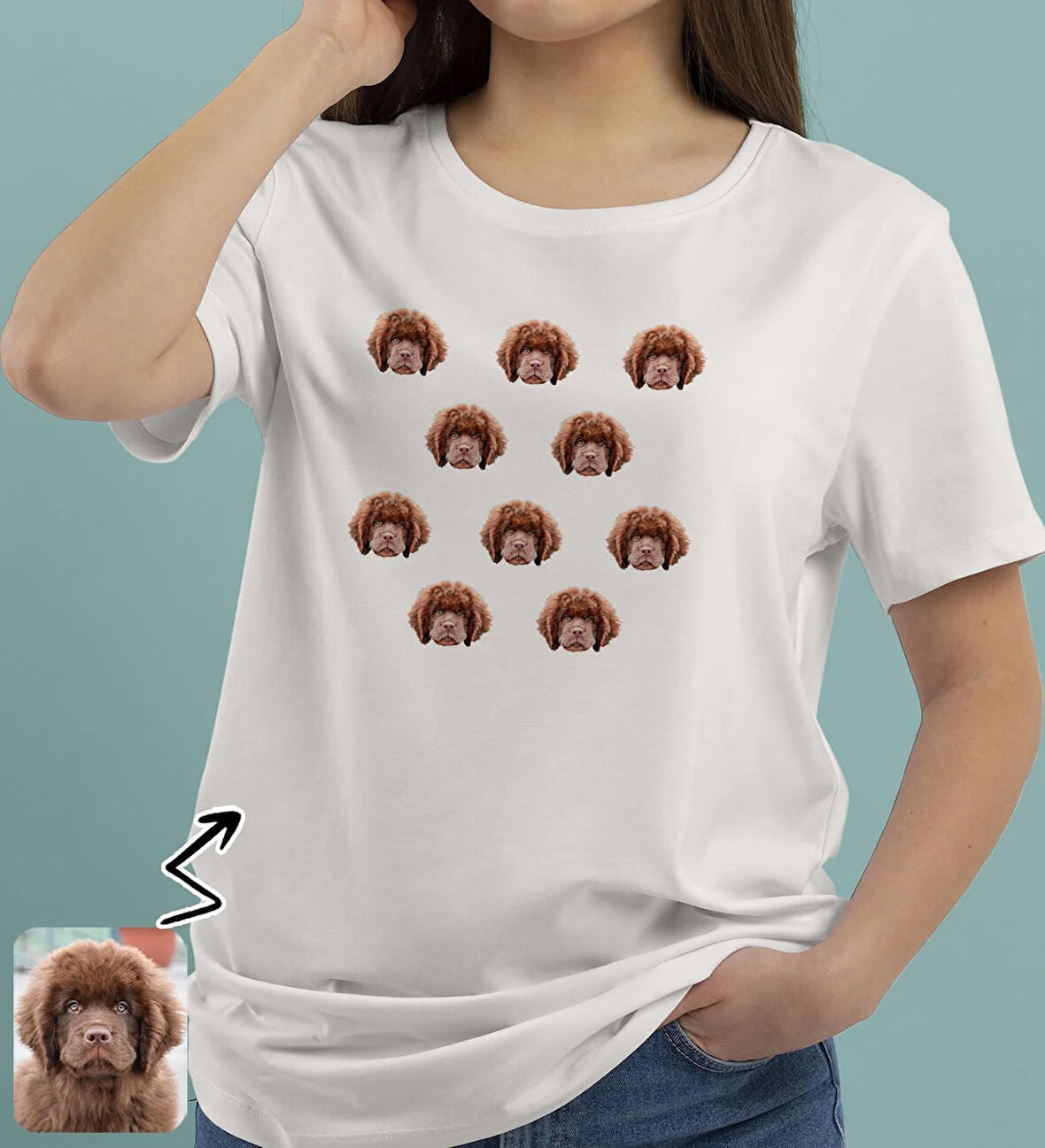 BK Gift Kişiye Özel Evcil Hayvan Tasarımlı Kadın Beyaz Tişört-9, Sevgiliye Hediye, Arkadaşa Hediye, Trend T-Shirt