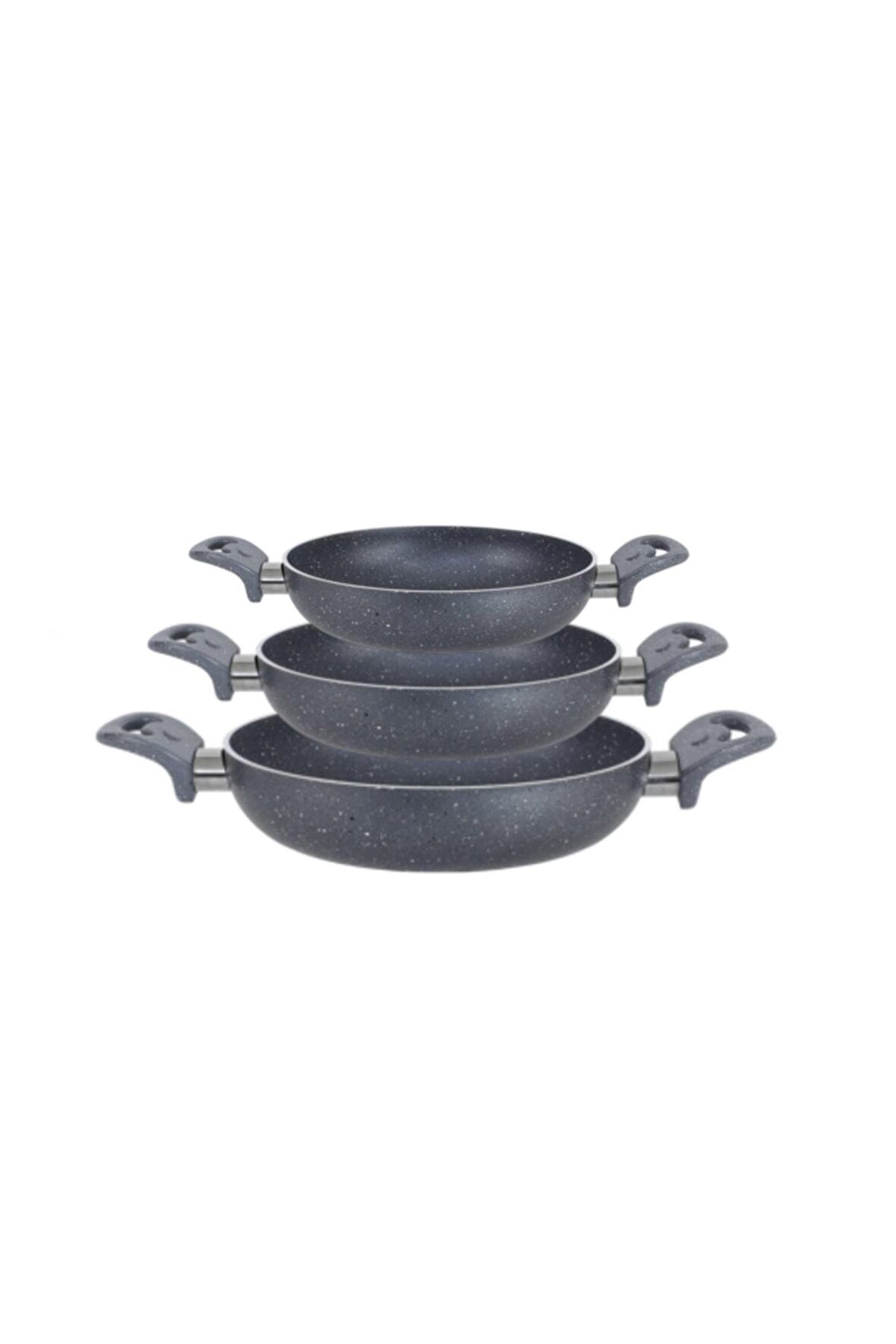 Granit 18/20/22 Cm Yumurta Tavası  Set Yanmaz Yapışmaz Çizilmez Çift Kulp Omlet