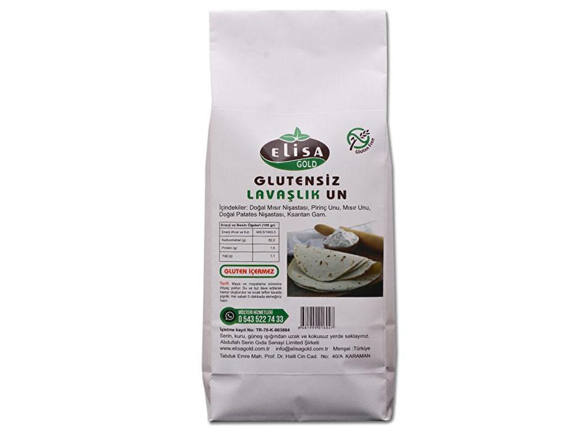 ELİSA GLUTENSİZ LAVAŞLIK UN 1 KG