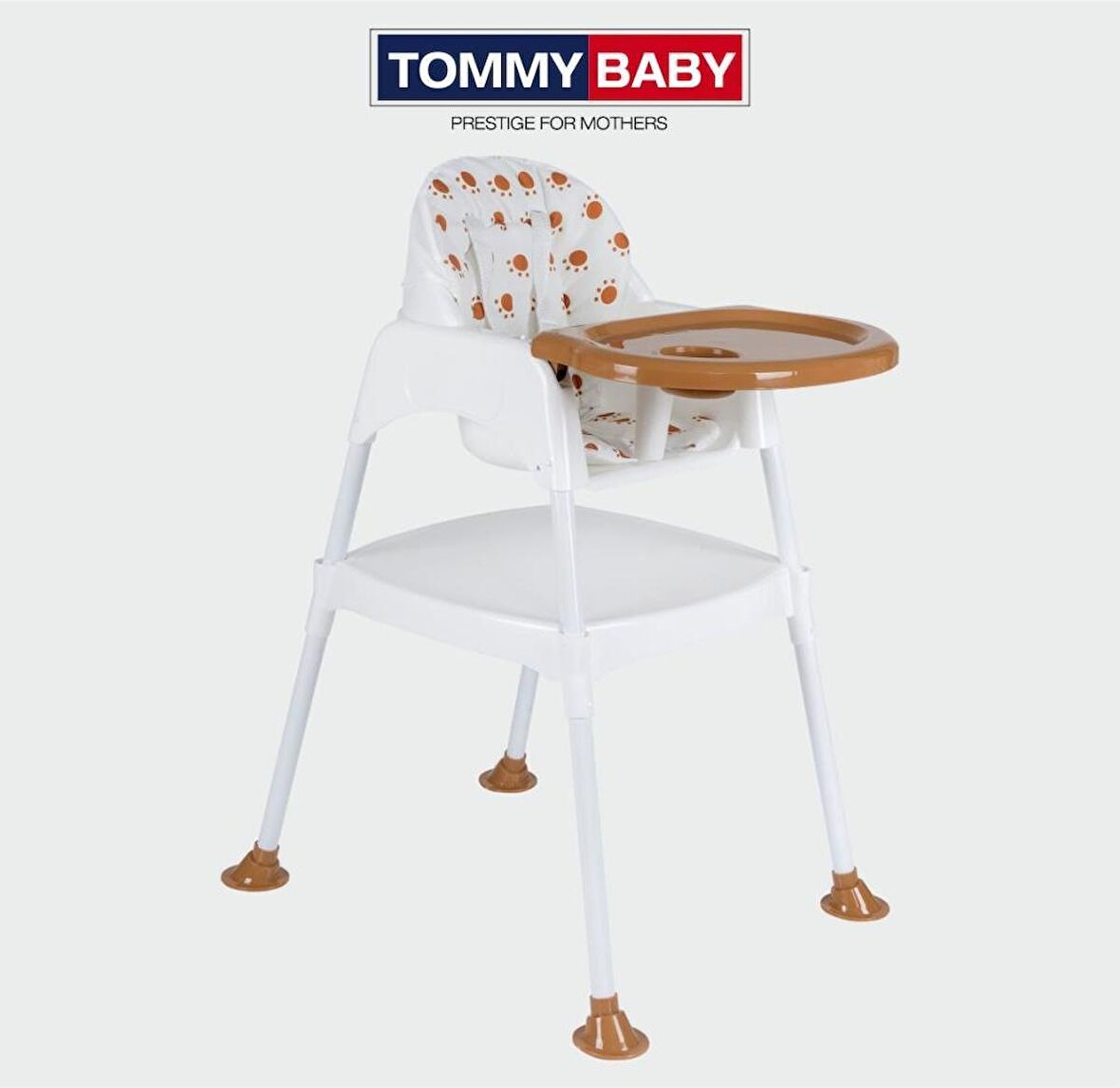 Tommybaby Katlanır Pedli Portatif Mama Sandalyesi Kahverengi 