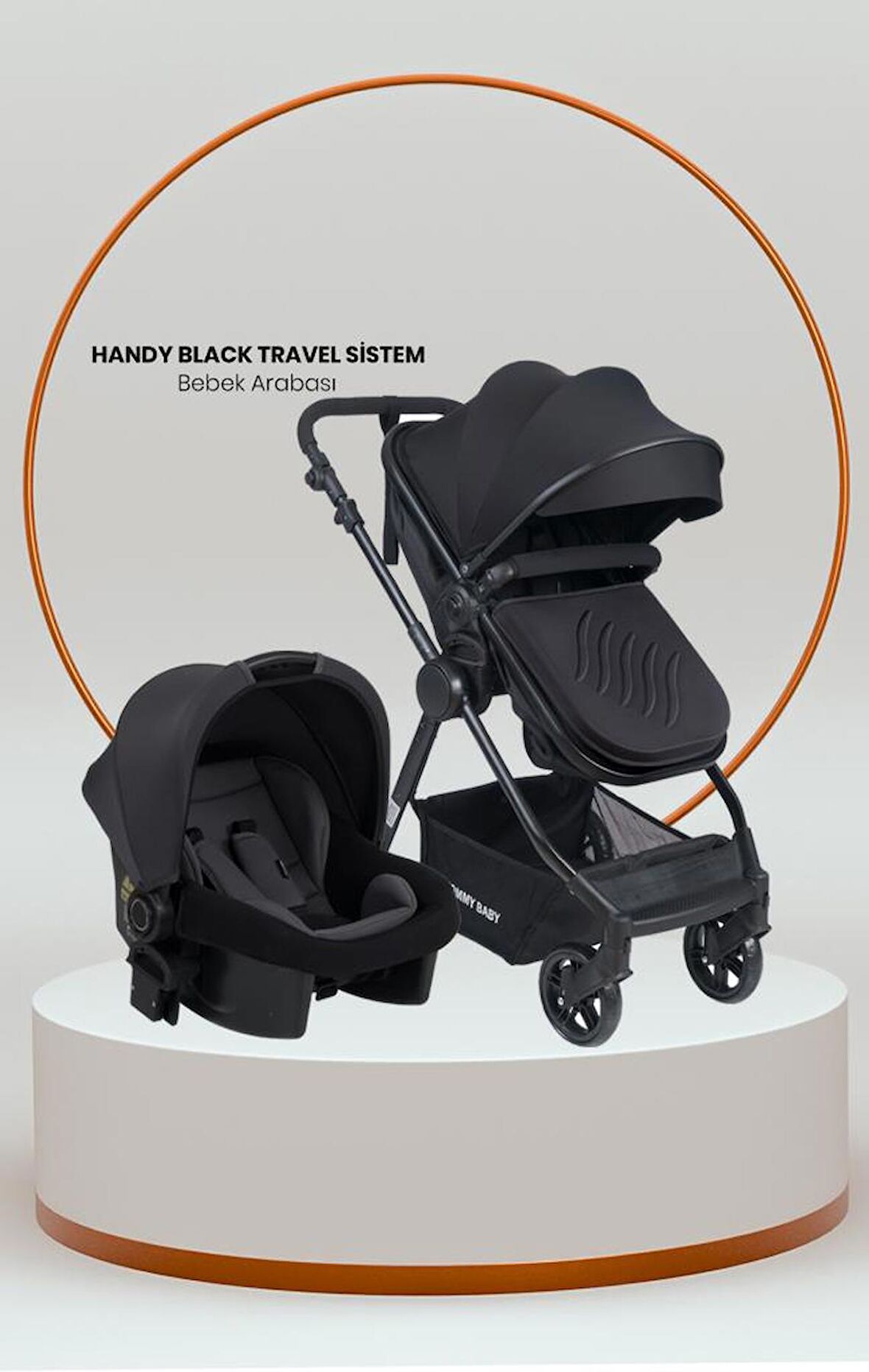 Tommybaby Handy Black New Travel (Seyahat) Sistem Bebek Arabası