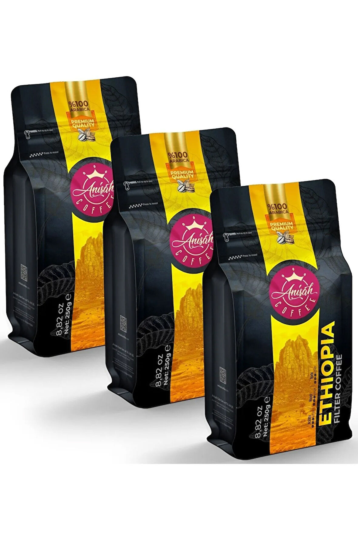%100 Arabica Etiyopya Filtre Kahve 3x250g | Orta Gövdeli & Narin Çiçek Notalı