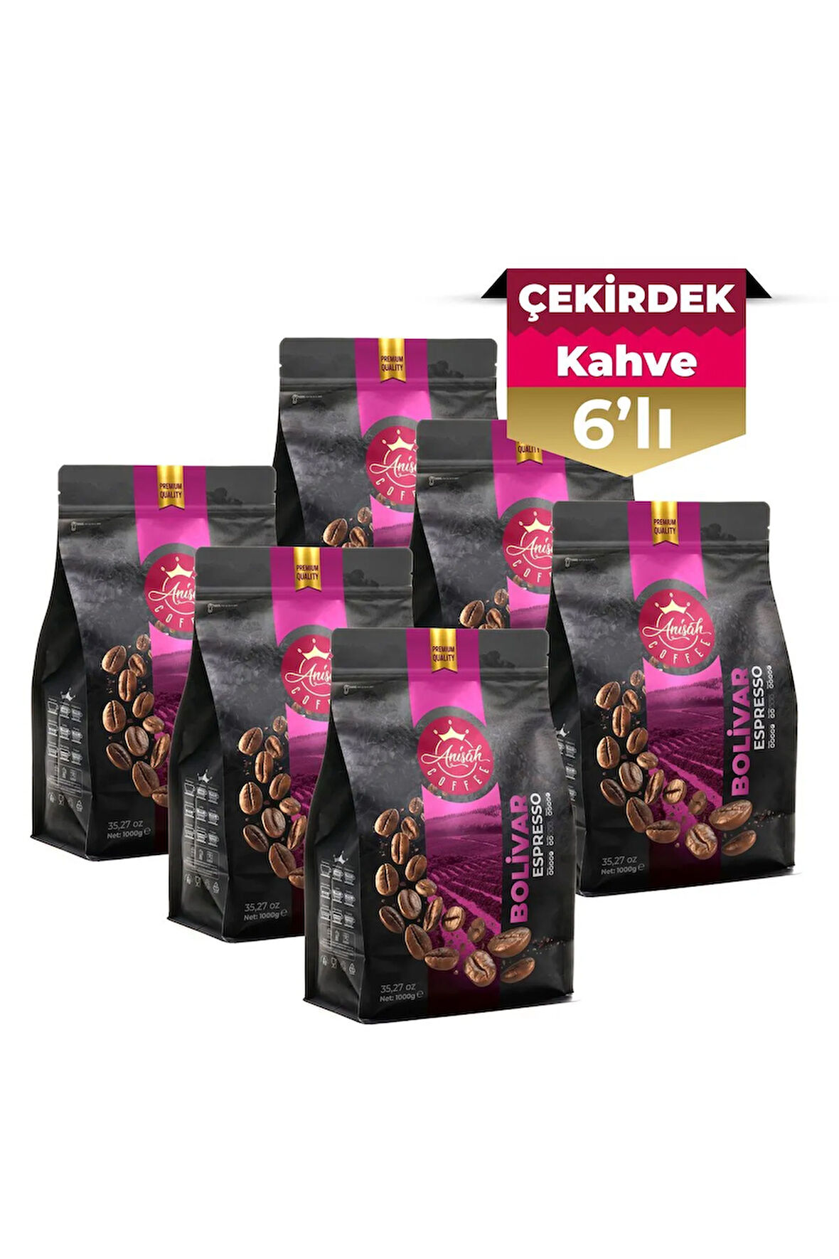 6 X 1000 gram Bolivar Espresso Çekirdek Kahve