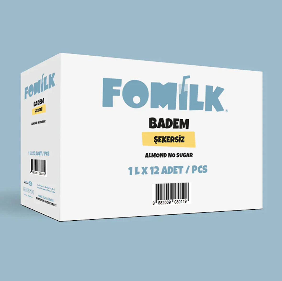 Fomilk Bitkisel Bazlı Şekersiz Badem İçeceği 1L x 12