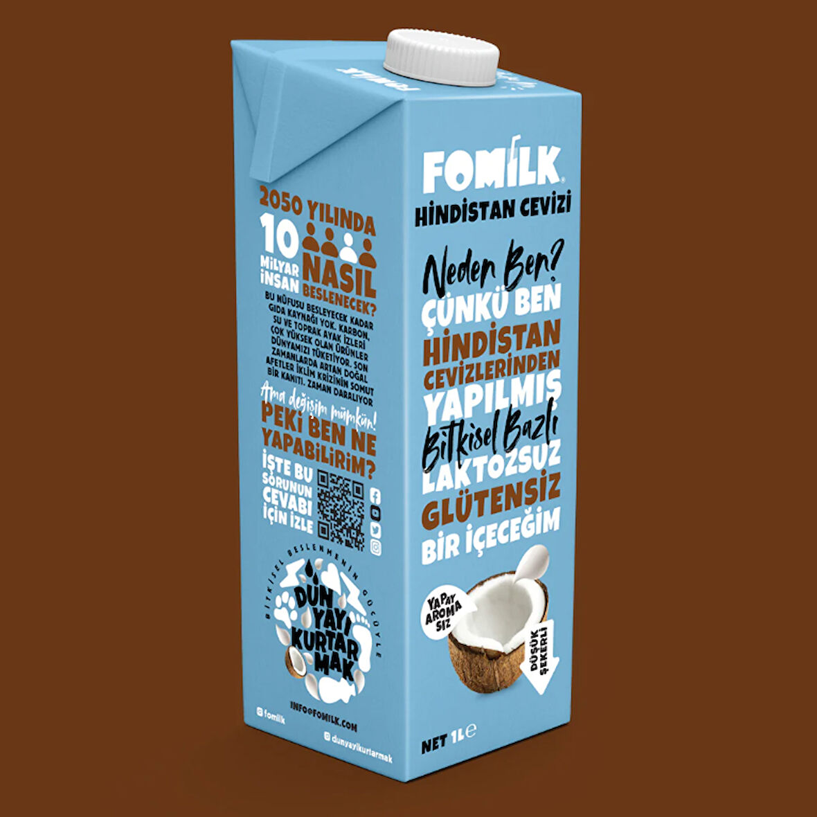 Fomilk Bitkisel Bazlı Hindistan Cevizi İçeceği 1L x 12 Adet