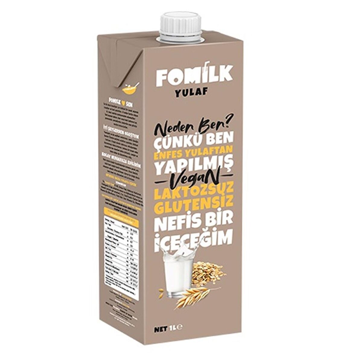 Fomilk Glutensiz Laktozsuz Tam Yağlı 1 lt Yulaf Sütü