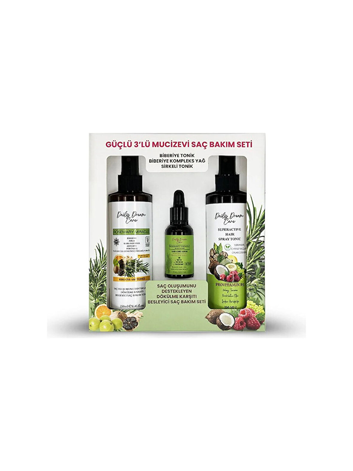 Daily Dream Care Rosemary Miracle Güçlü Mucizevi Saç Bakım Seti Biberiye Bakımı 3'lü Set (Tonik + Serum)