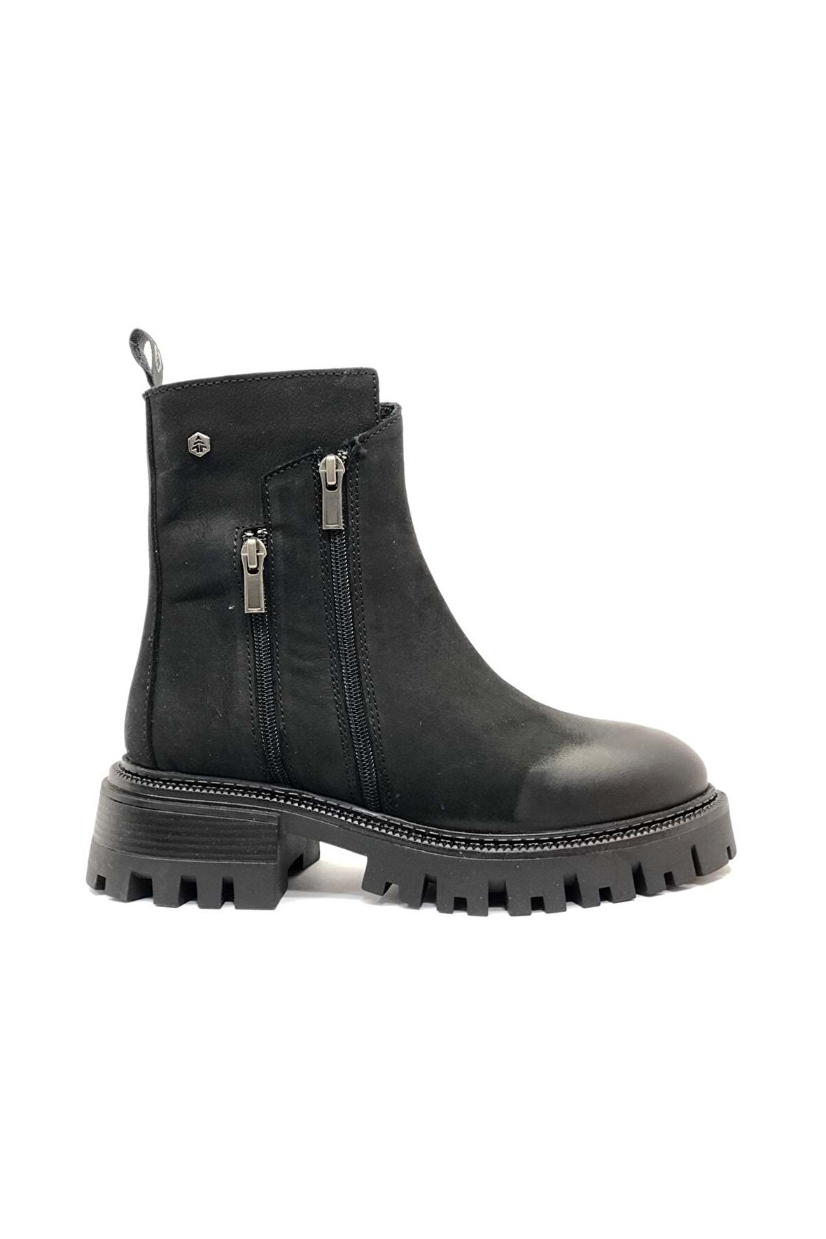 102-24675-z Irene Hakiki Deri Postal Kadın Bot Siyah-nubuk