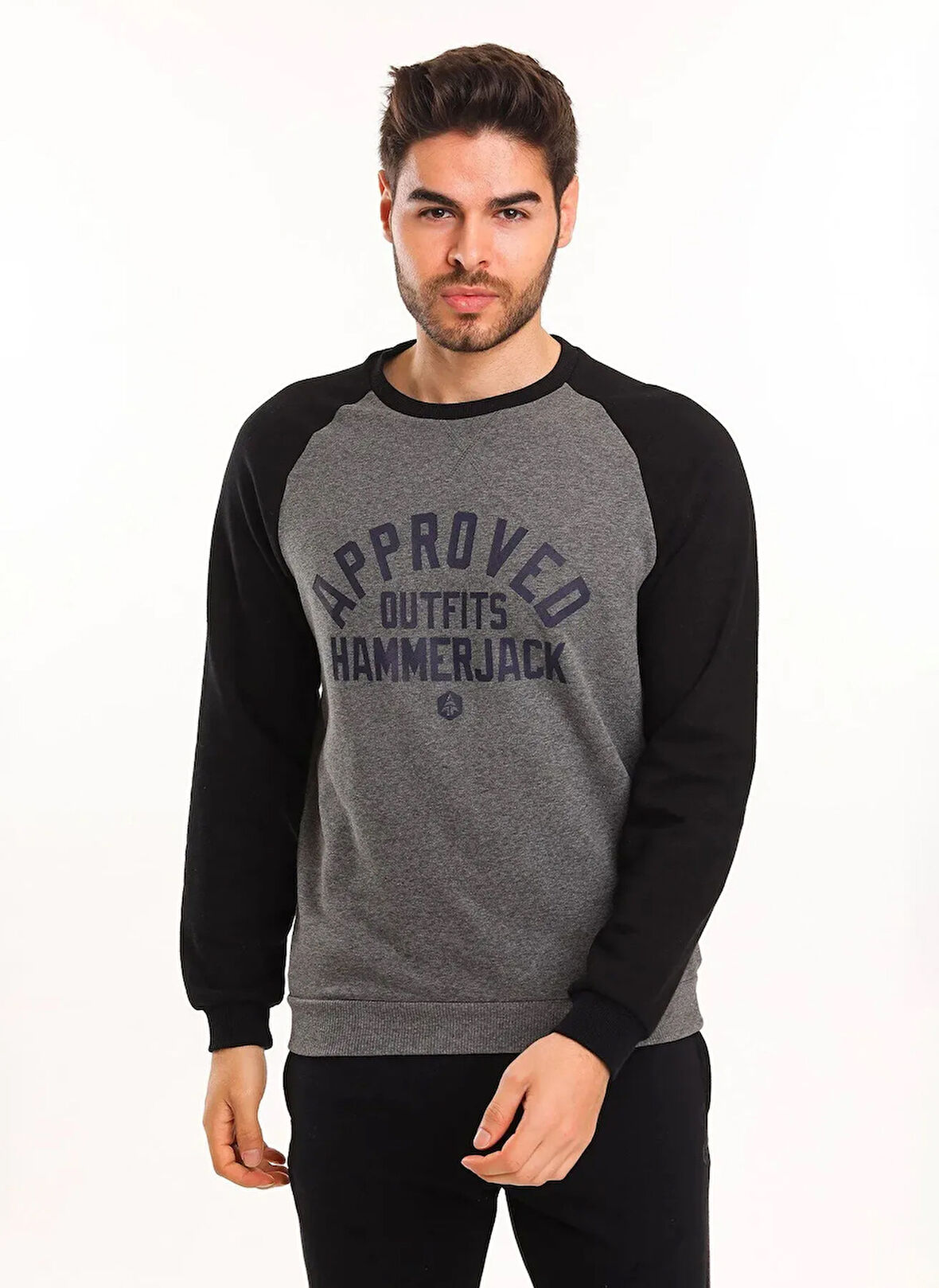 ODİN ERKEK SWEAT Antrasit Melanj U Yaka Standart Kalıp Erkek Sweatshirt
