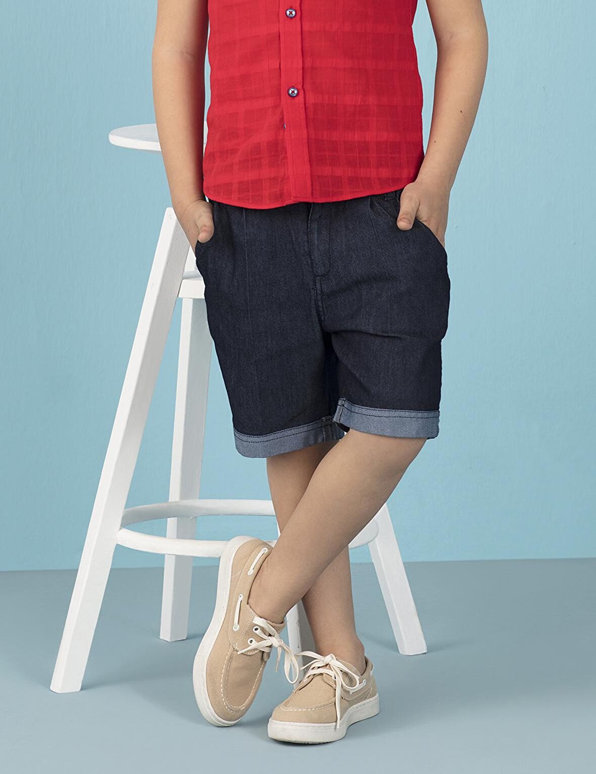 Duble Paça Erkek Çocuk Denim Şort