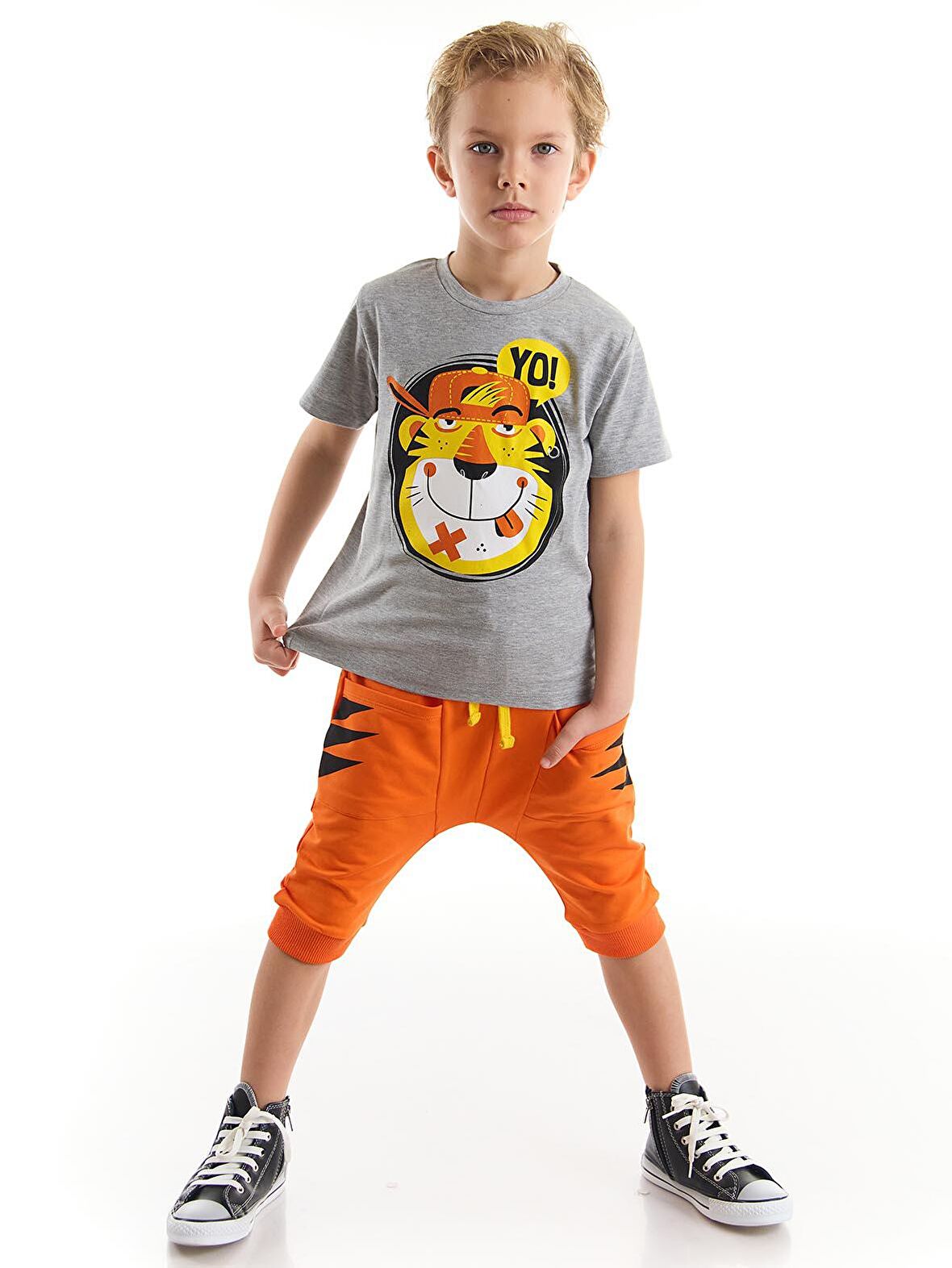 Yo Kaplan Erkek Çocuk T-Shirt Kapri Takım