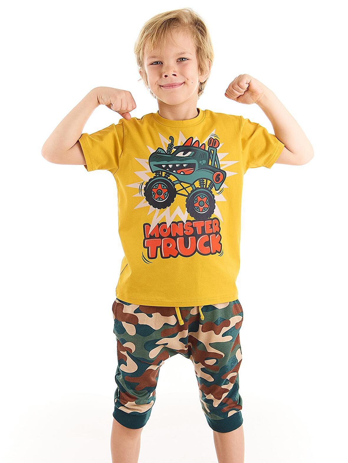 Monster Truck Erkek Çocuk T-shirt Kapri Takım