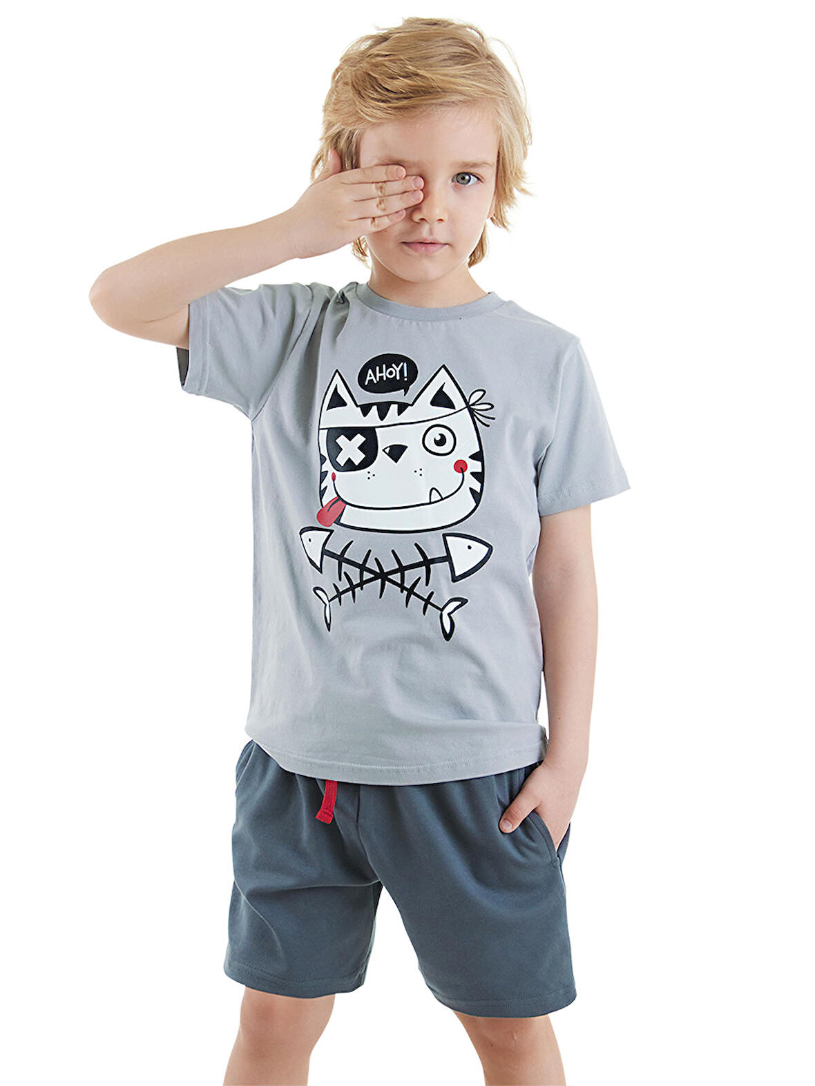 Ahoy Kedi Erkek Çocuk T-shirt Şort Takım