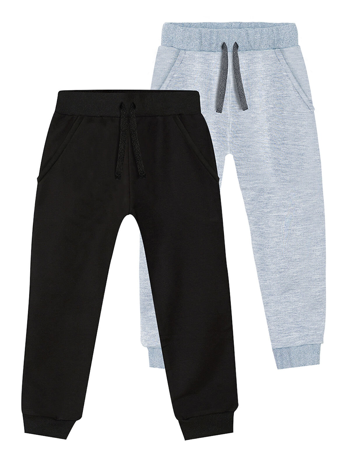 Basic Unisex Siyah-Gri Melanj 2'li Eşofman Altı