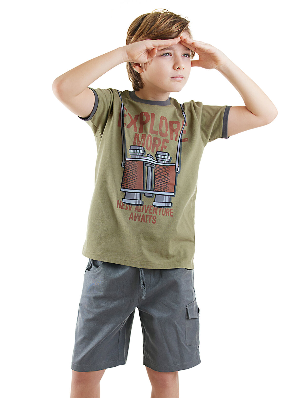 Explore Erkek Çocuk T-shirt Gabardin Şort Takım