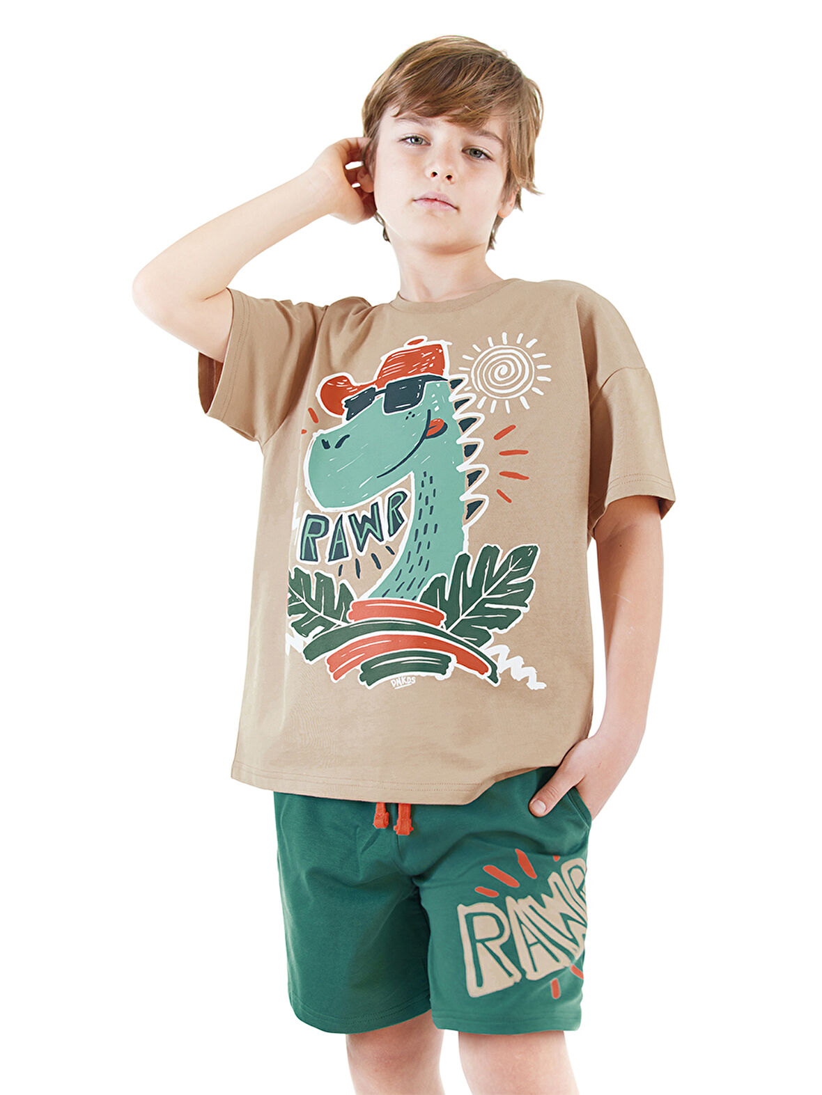 Summer Dino Erkek Çocuk T-shirt Şort Takım