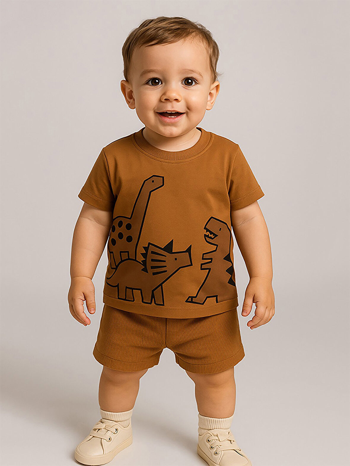 Dinozor Erkek Bebek T-shirt Kaşkorse Şort Takım