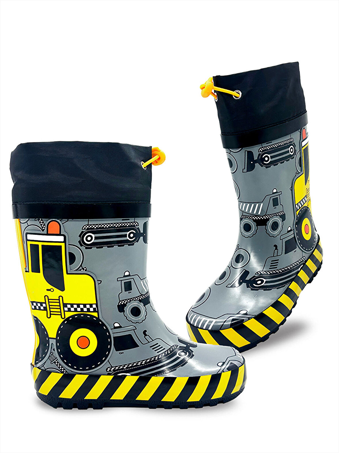 İnşaat Araçları Erkek Çocuk Gri Yağmur Botu