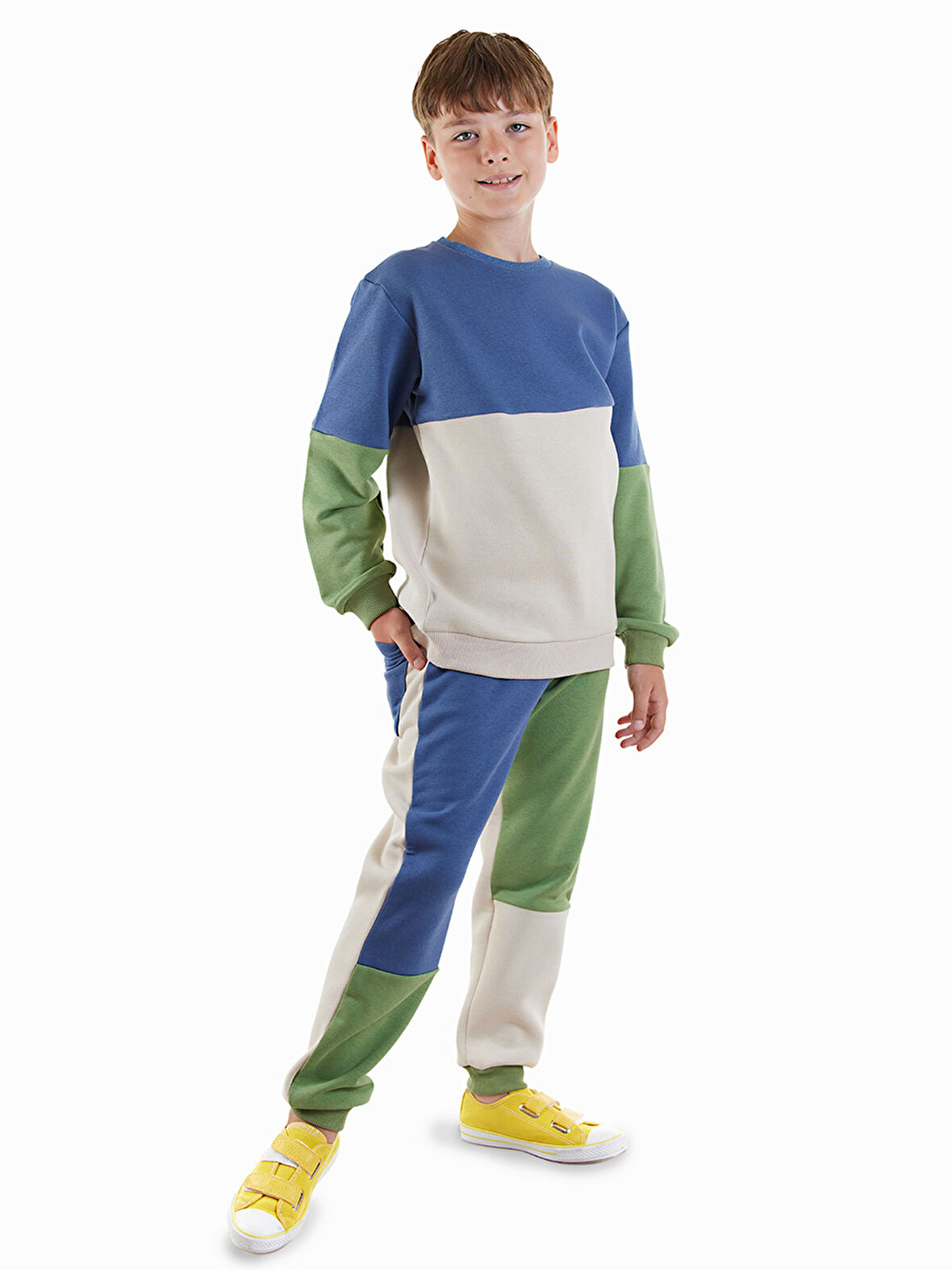 Renk Bloklu Erkek Çocuk Eşofman Takım