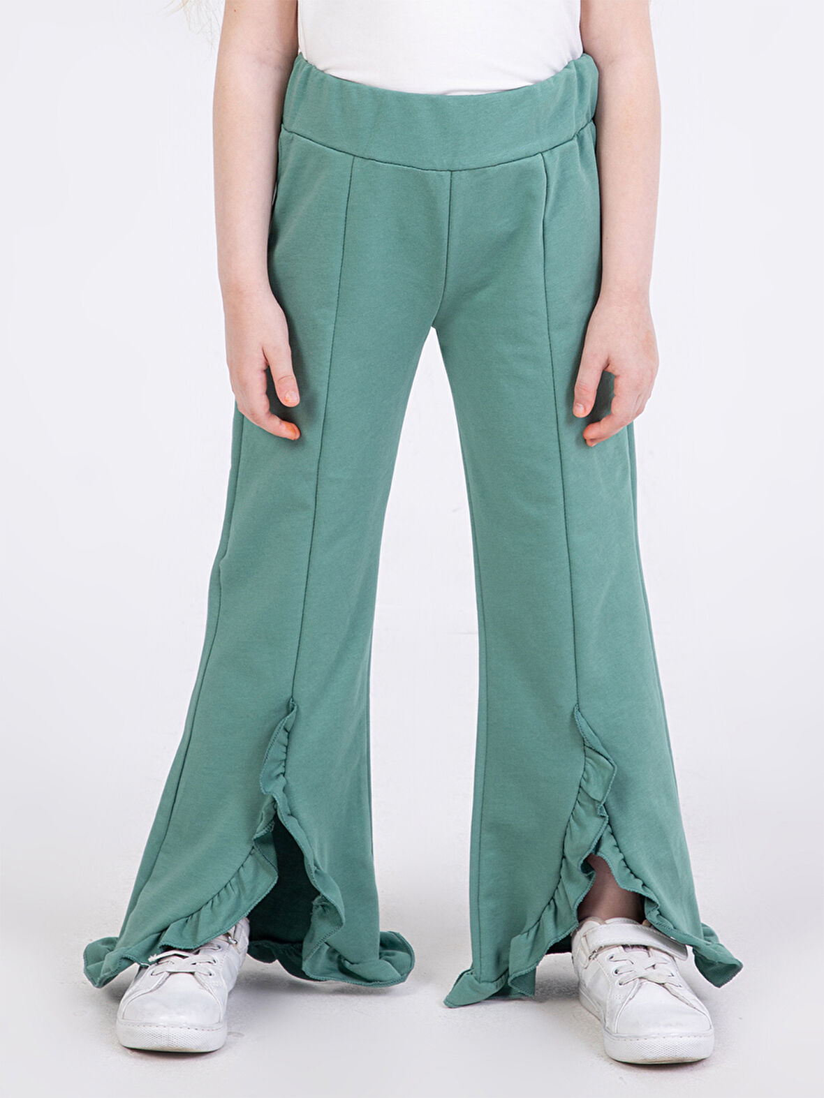 Kız Çocuk Fırfırlı Yeşil Eşofman Altı