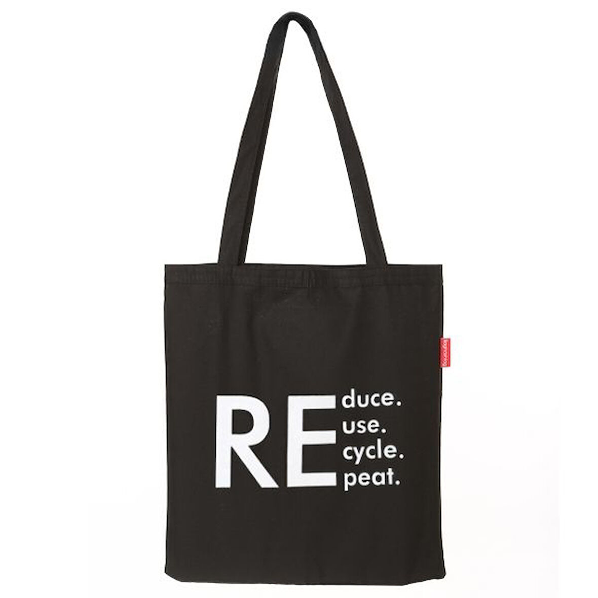 Baghashtag Siyah Bez Çanta Reduce Reuse Recycle Repat Baskılı