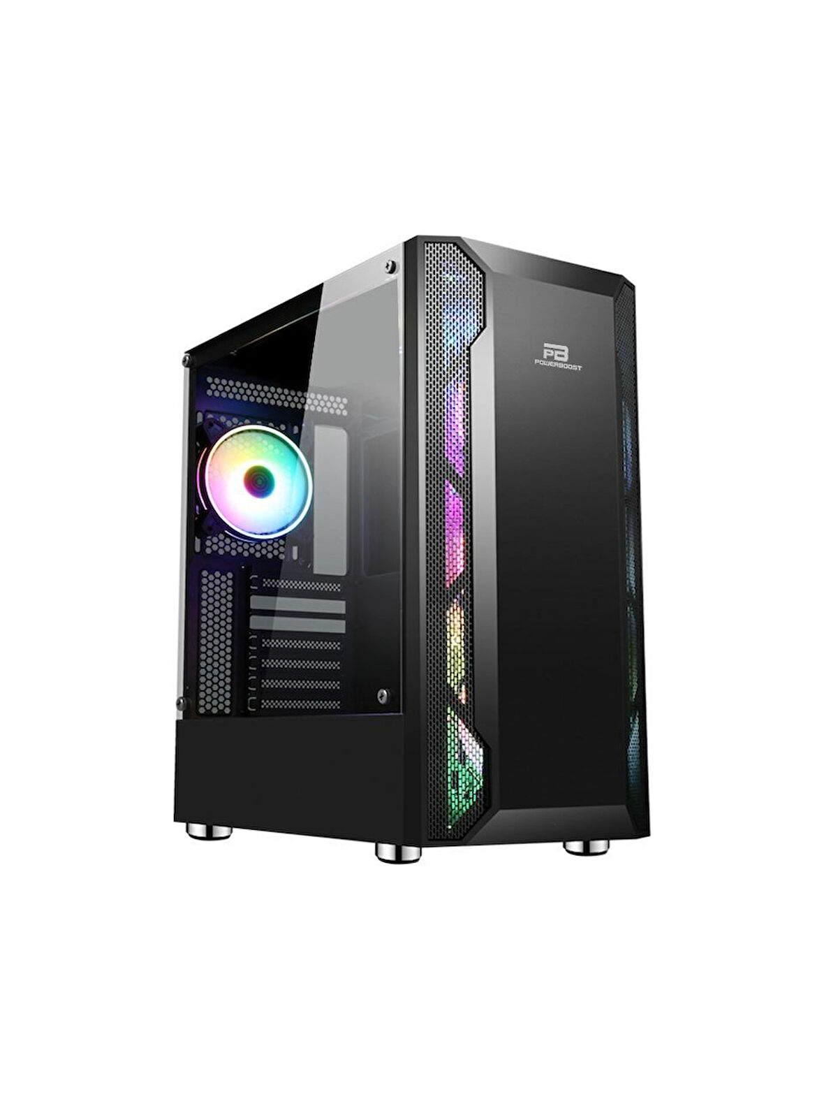 PowerBoost VK-G3701B 550w 80+ USB 3.0 ATX, ARGB Fan, Mesh+Stirp Siyah Kasa